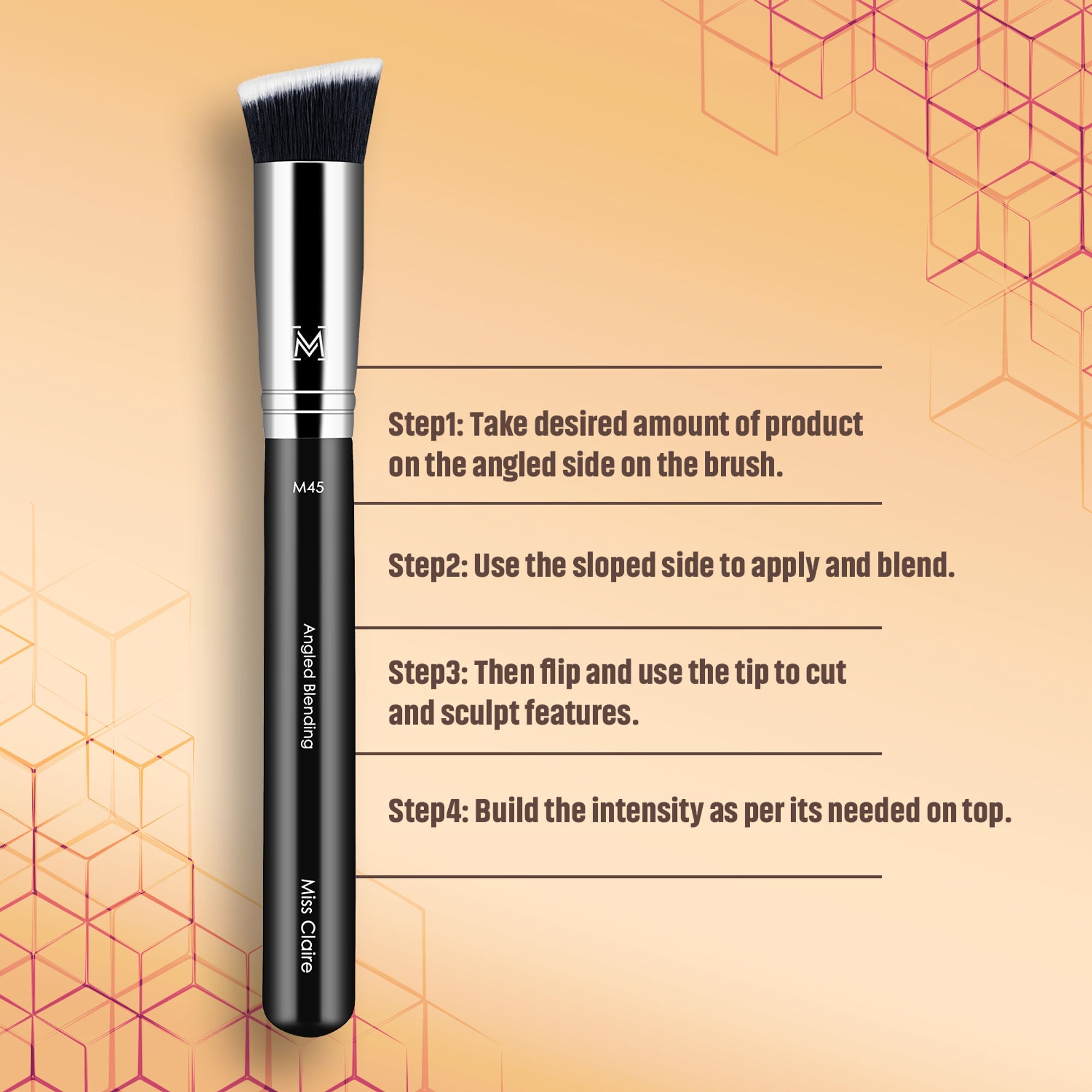 Miss Claire M45 - Angled Blending Brush - Chrome