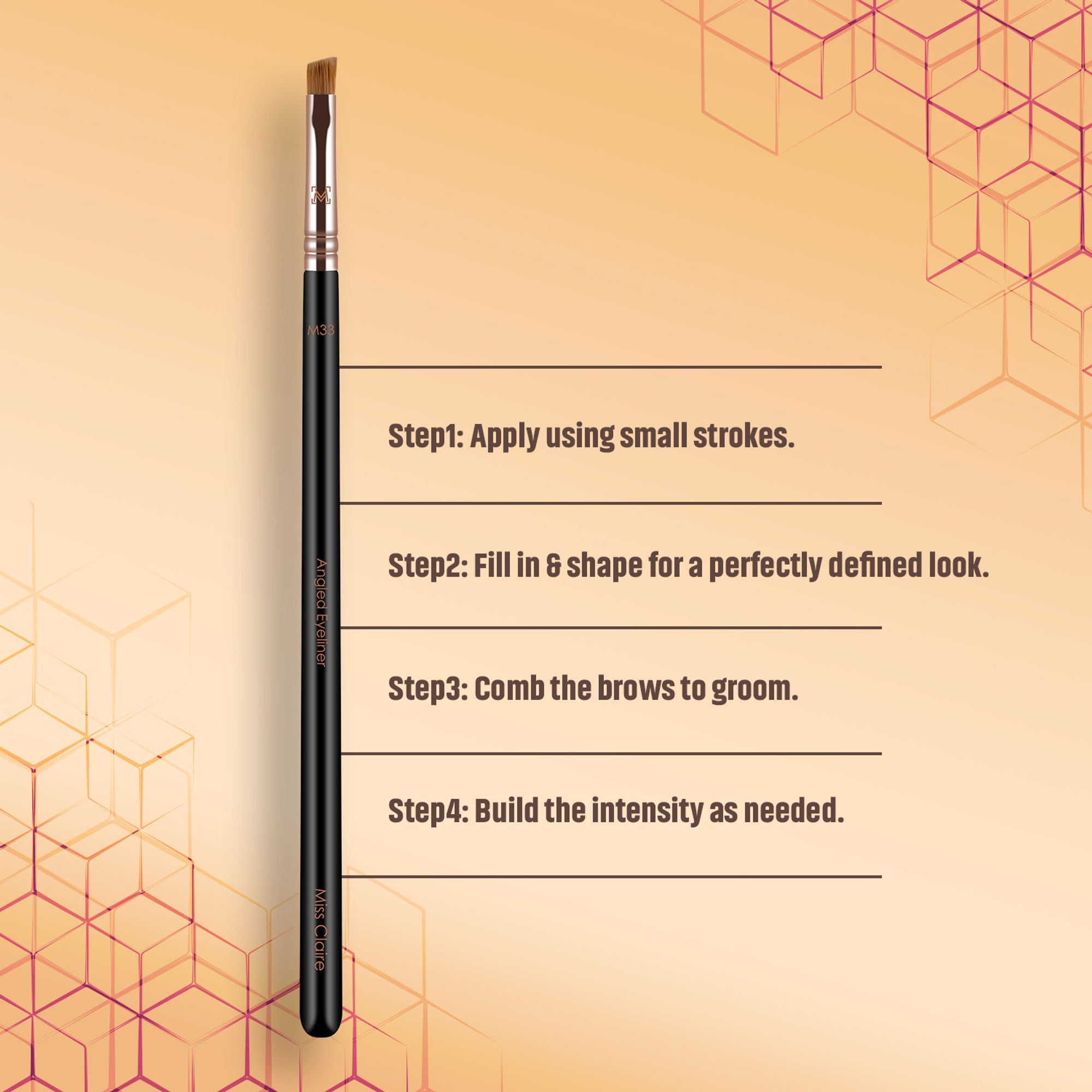 Miss Claire M33 - Angled Eyeliner Brush (S) - Rose Gold