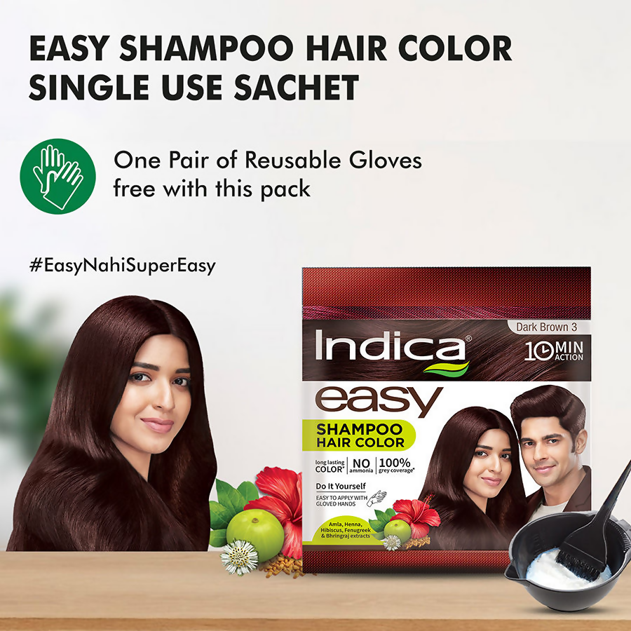 Indica Easy Hair Color Shampoo Dark Brown 3