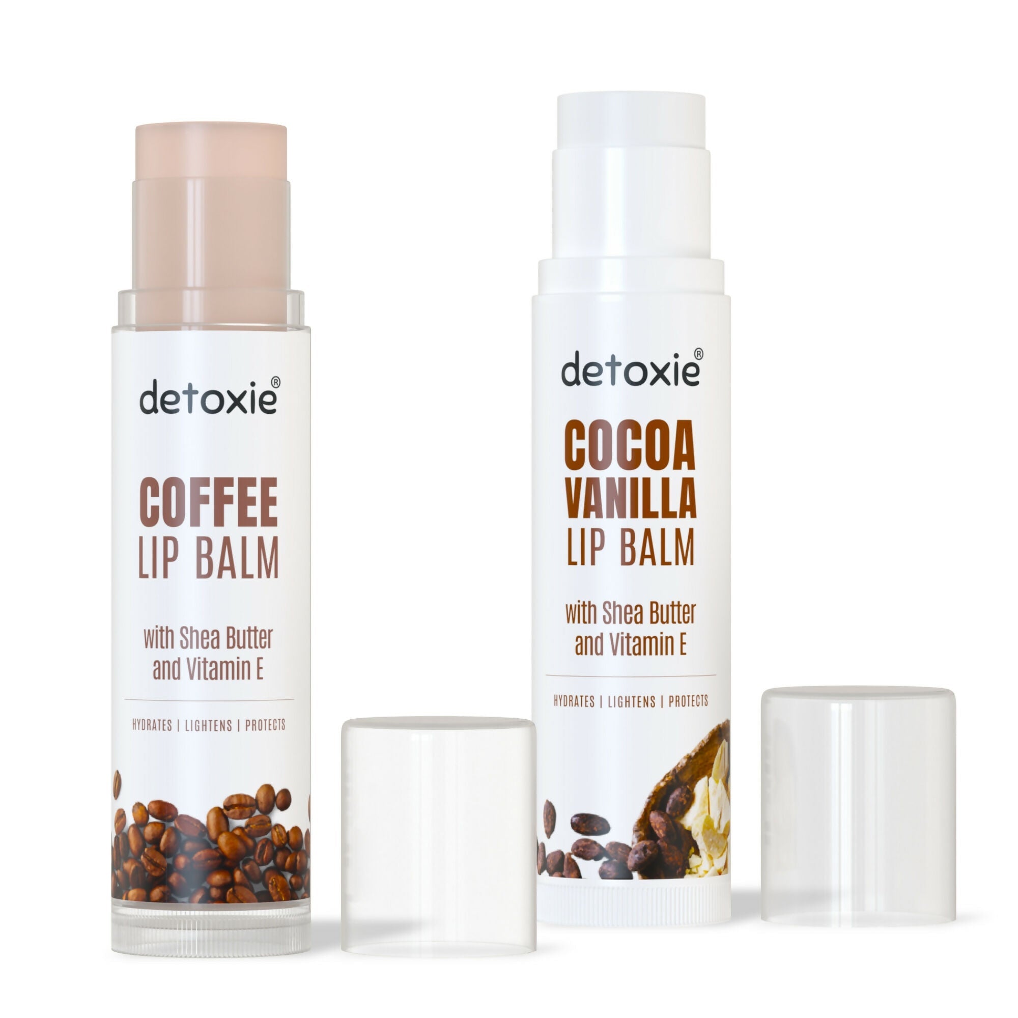 Detoxie Lip Balms Coffee & Cocoa Vanilla With Shea Butter Vitamin E and Liquorice