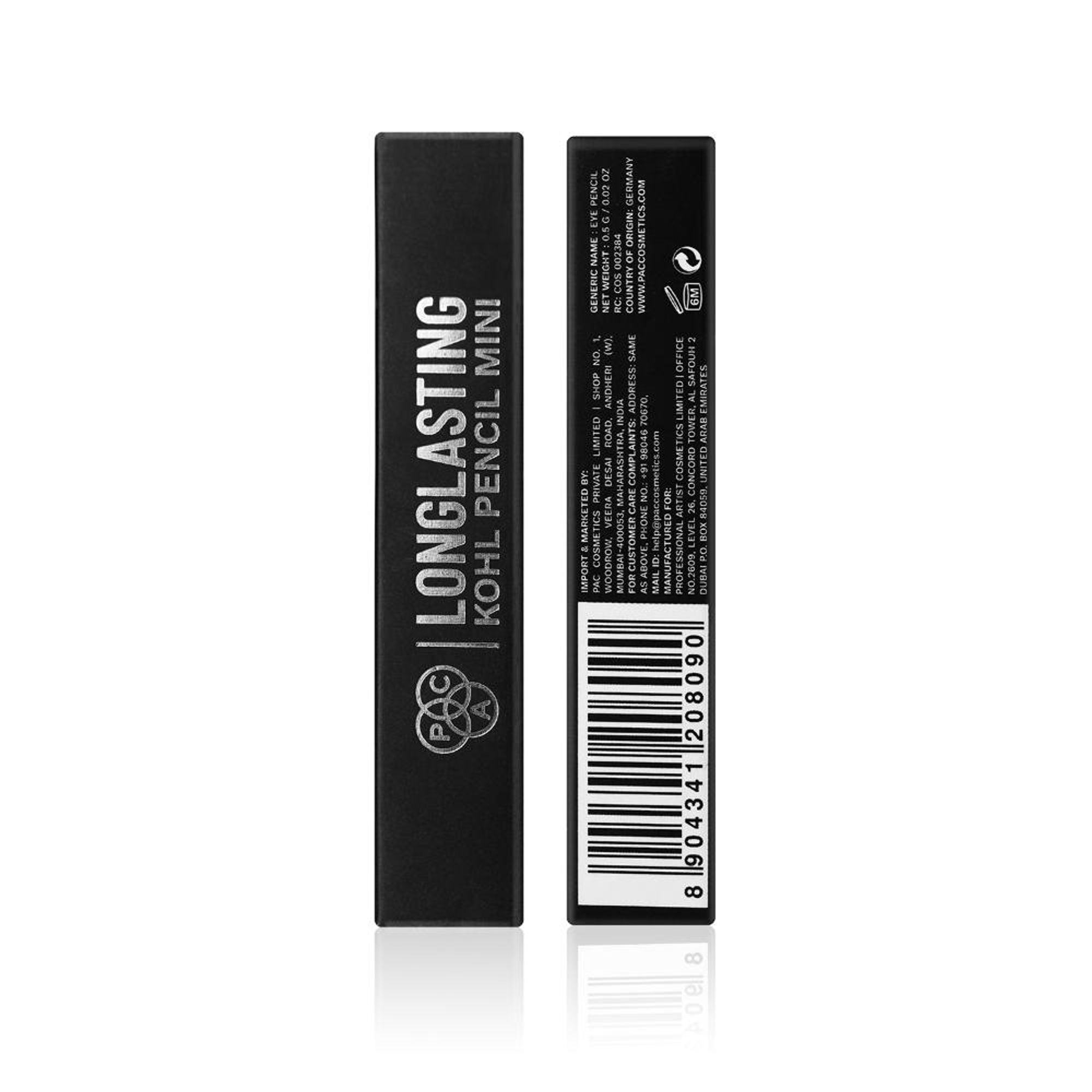 PAC Studio Longlasting Kohl Pencil Mini Black - Waterproof Intense Payoff, One Swipe Application