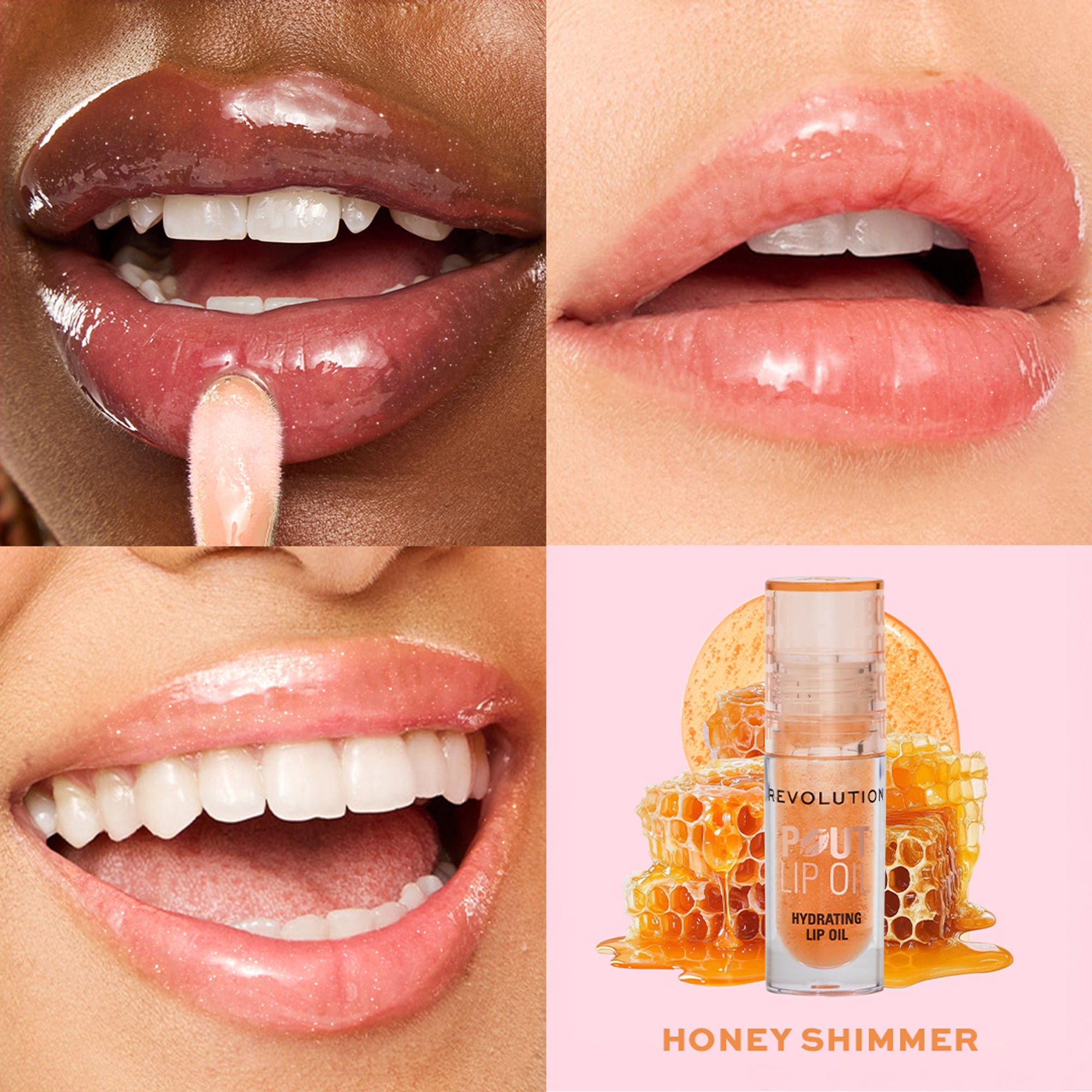 Makeup Revolution Pout Lip Oil - Honey Shimmer