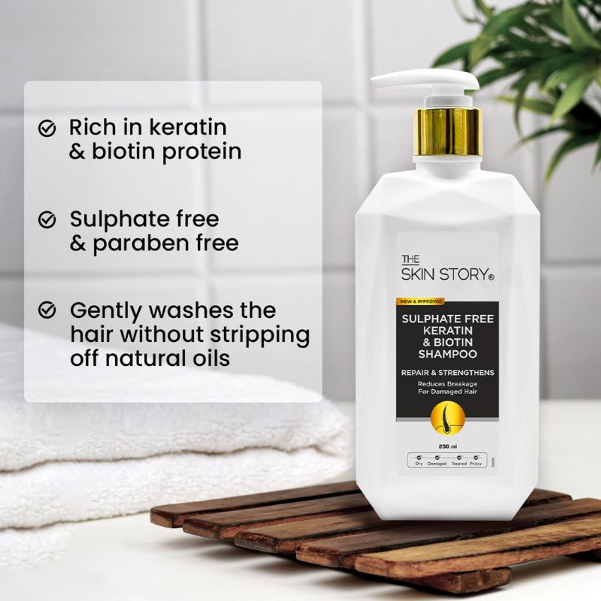 The Skin Story Sulphate Free Keratin Smooth Shampoo For Dry Damaged Hair