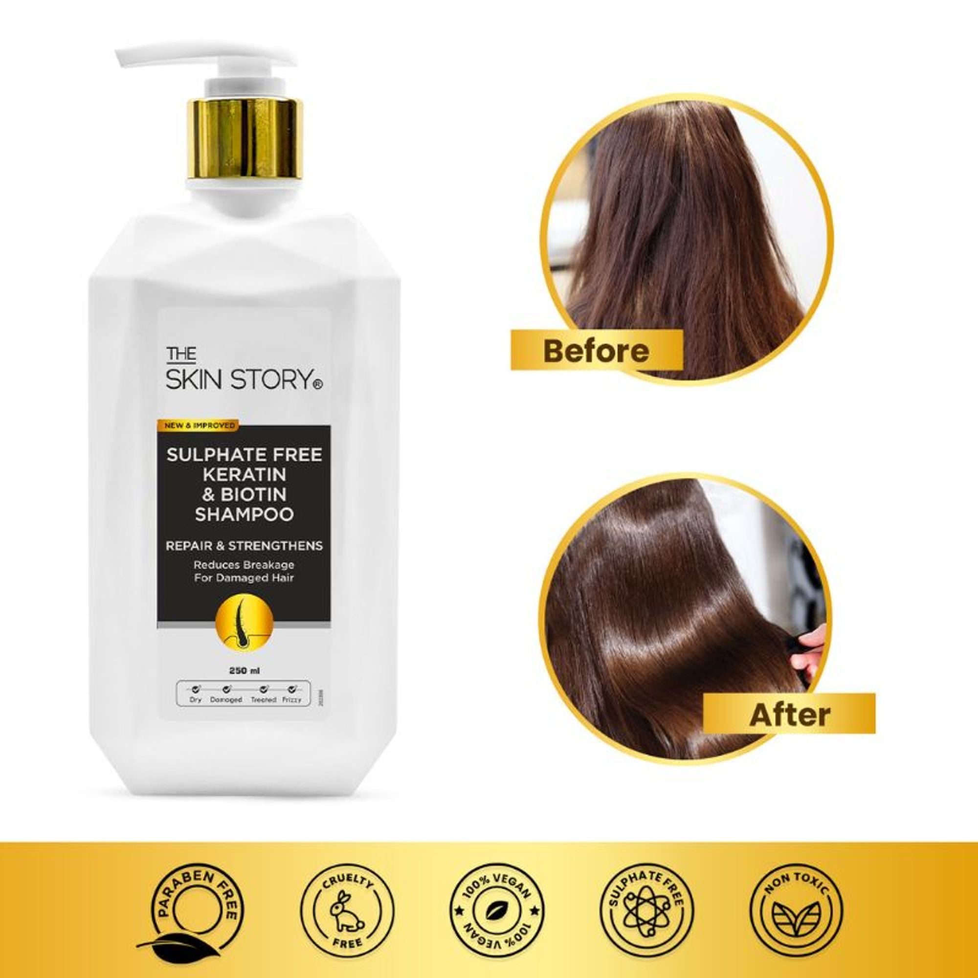 The Skin Story Sulphate Free Keratin Smooth Shampoo For Dry Damaged Hair