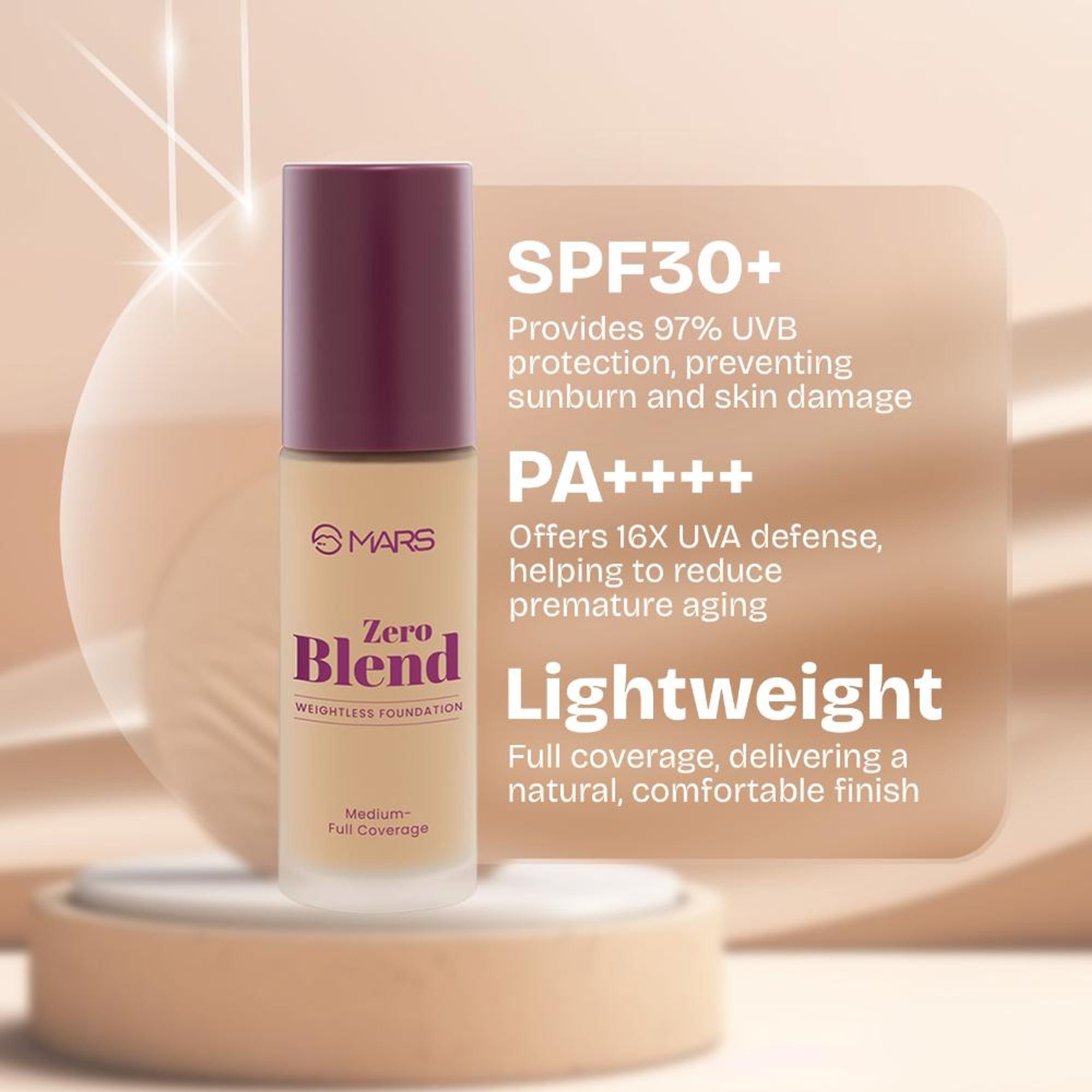 MARS Cosmetics SPF30 PA+++ Zero Blend Weightless Foundation - 03 Cashew Delight