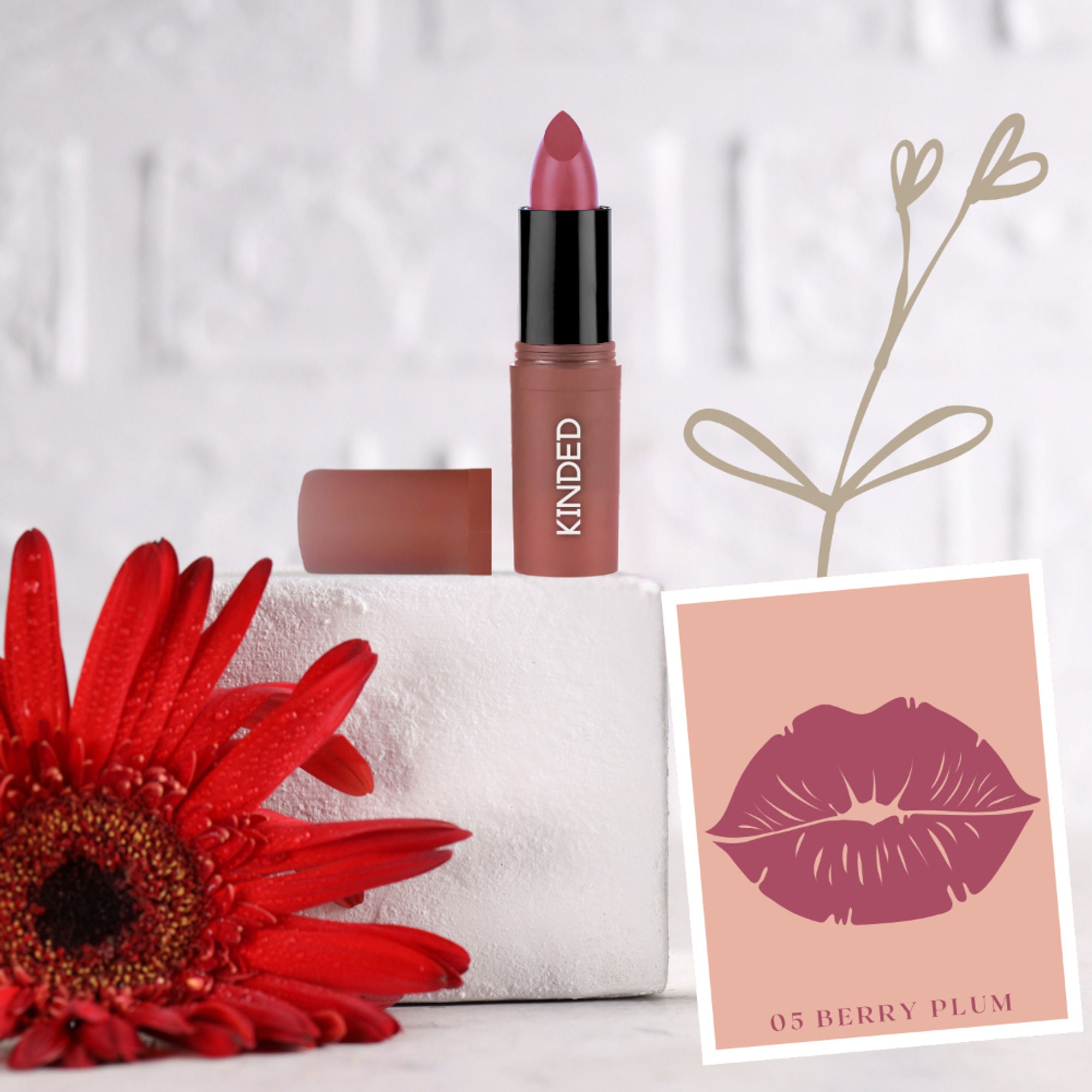 KINDED Satin Saga Bullet Creamy Lipstick With Satin Finish & Vitamin E - 05 Berry Plum