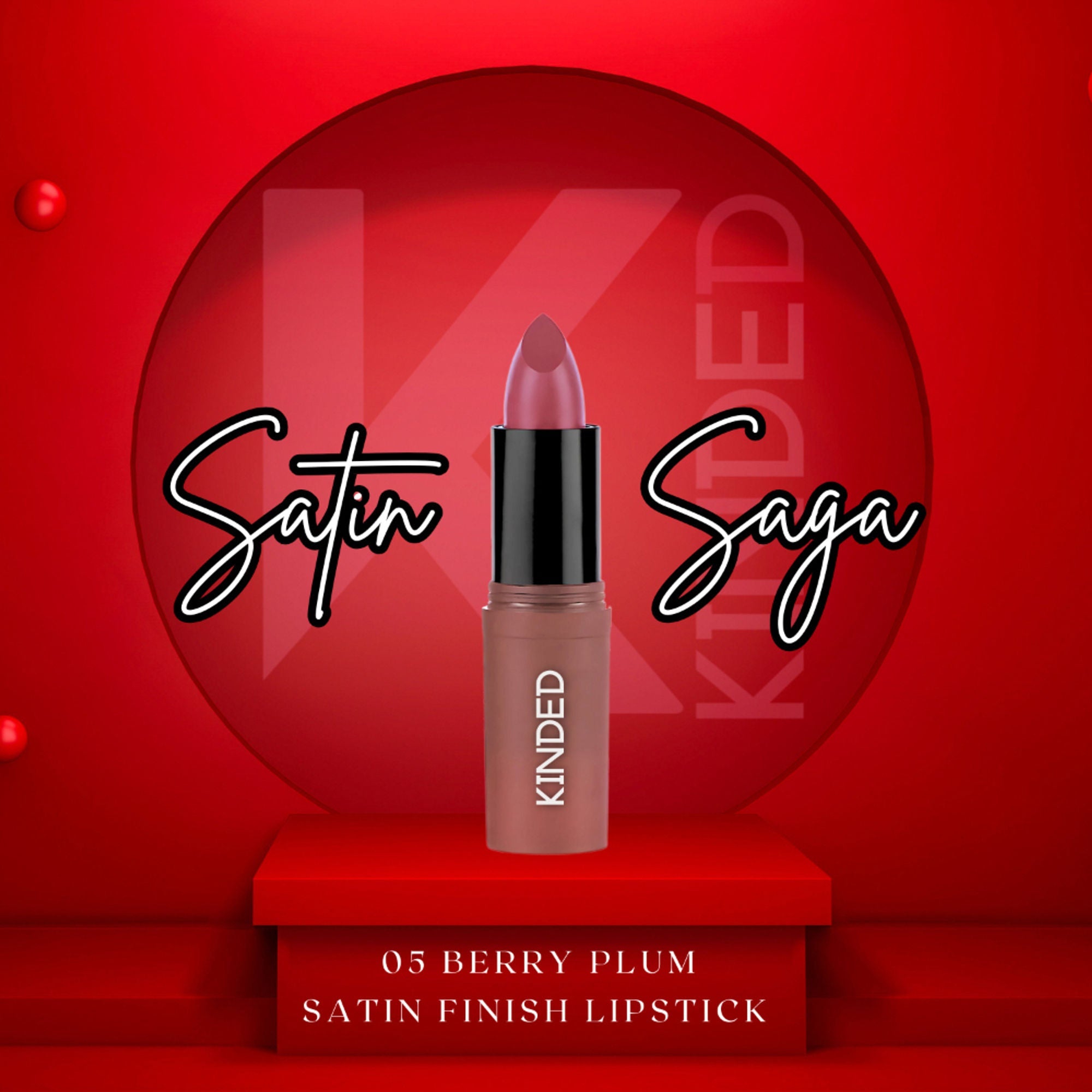 KINDED Satin Saga Bullet Creamy Lipstick With Satin Finish & Vitamin E - 05 Berry Plum