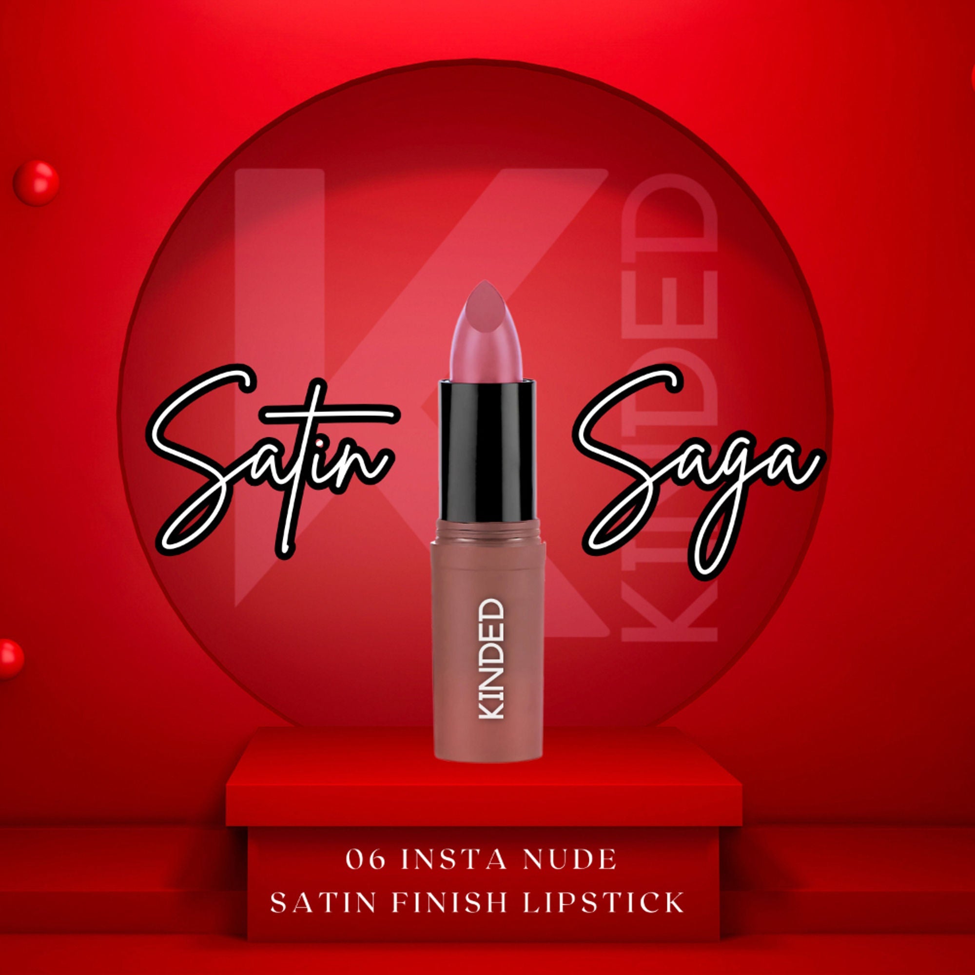 KINDED Satin Saga Bullet Creamy Lipstick With Satin Finish & Vitamin E - 06 Insta Nude
