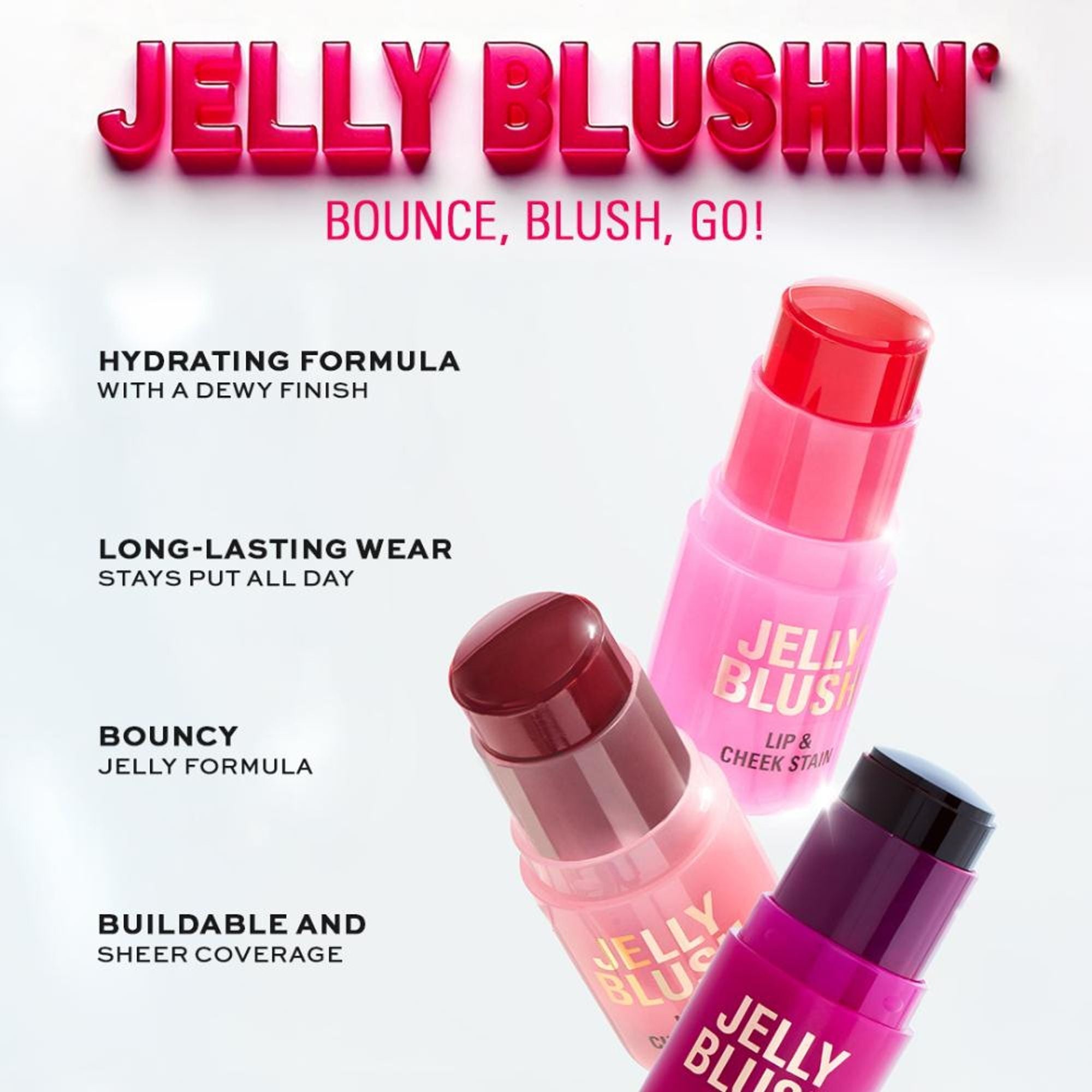 Makeup Revolution Jelly Blush Stick Lip and Cheek Stain - Strawberry Pink