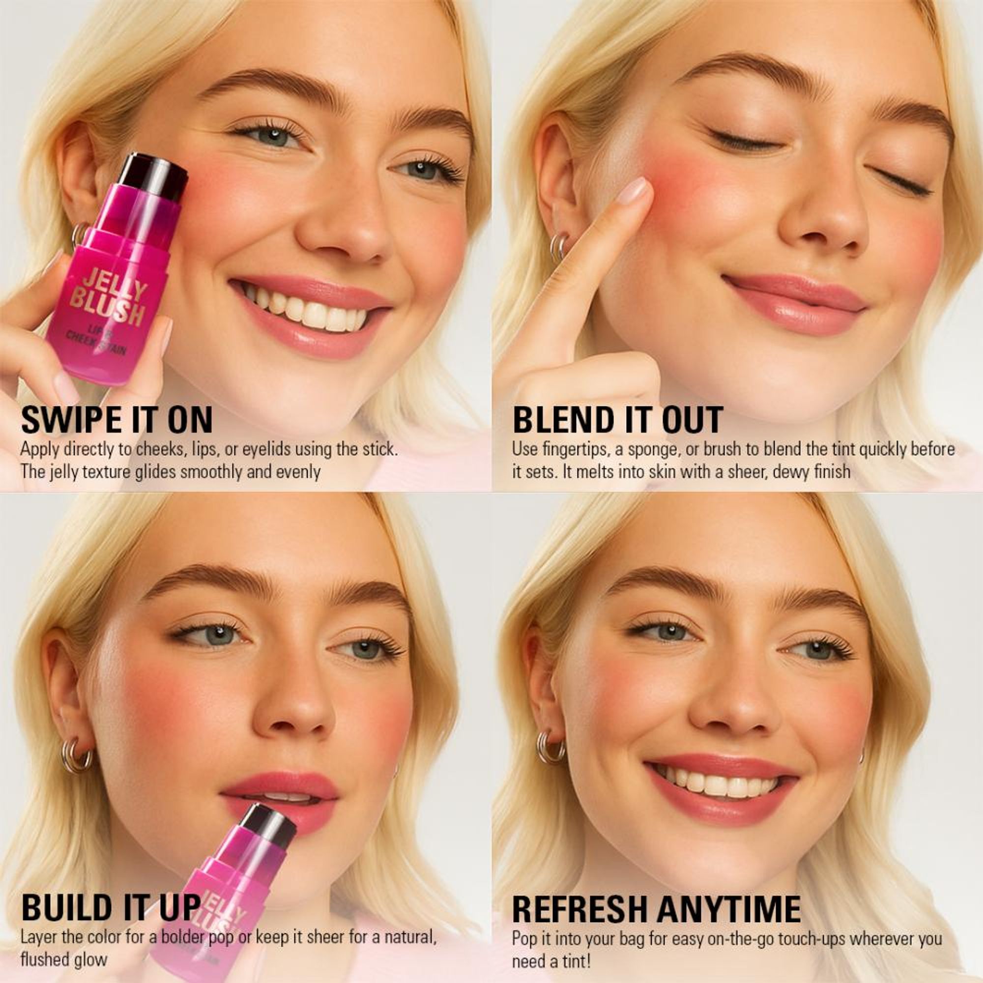 Makeup Revolution Jelly Blush Stick Lip and Cheek Stain - Cherry Red