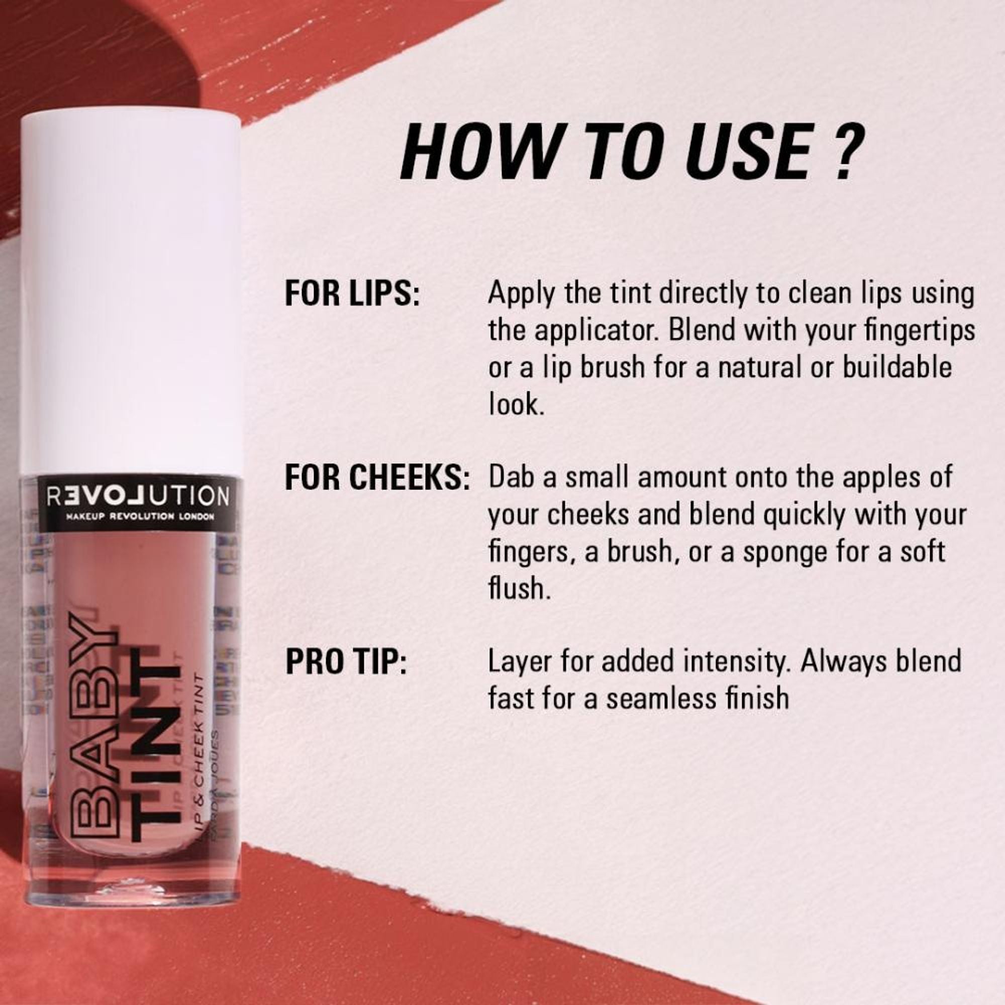 Makeup Revolution Relove Baby Lip & Cheek Tint - Long Lasting - Soft & Glowy Finish - Blush