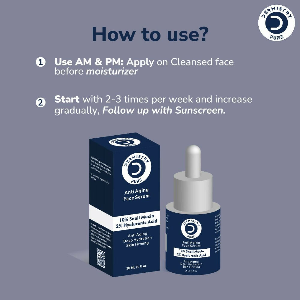 Dermistry Pure 10% Snail Mucin 96 Peptide Anti-Ageing Moisturizer Skin Firming Tightening Face Serum