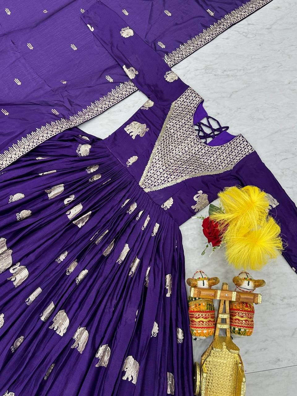 Aastha Dark purple Fox Georgette with Micro Cotton Heavy 3mm sequence Embroidery Work