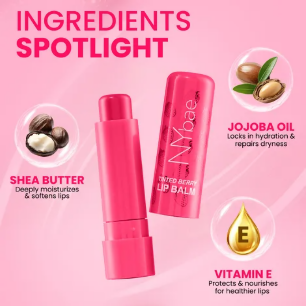 NY Bae Tinted Berry Lip Balm - Soft, Plump & Natural Red Tint