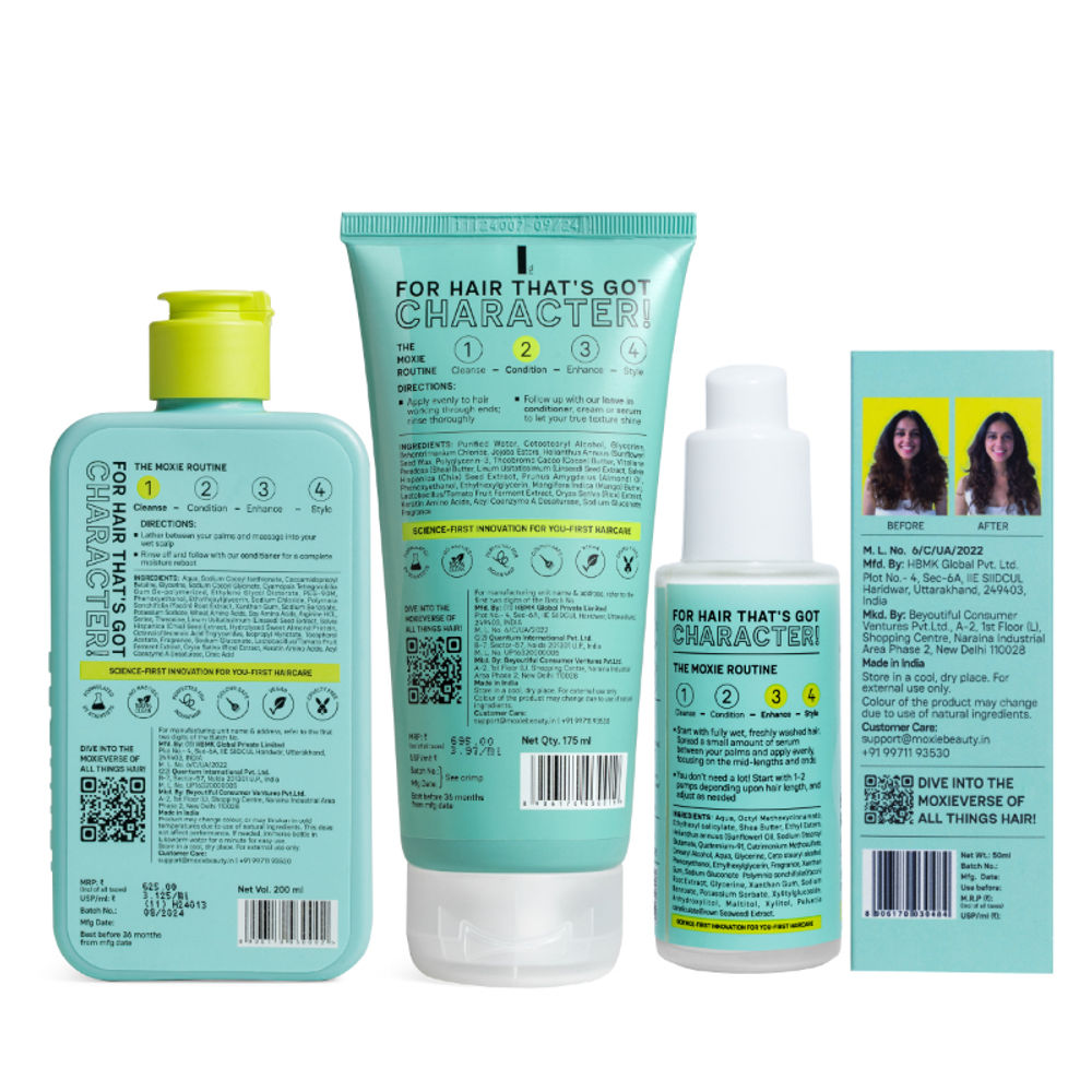 Moxie Beauty Ditch-The-Frizz Trio - Shampoo, Conditioner & Hair Serum