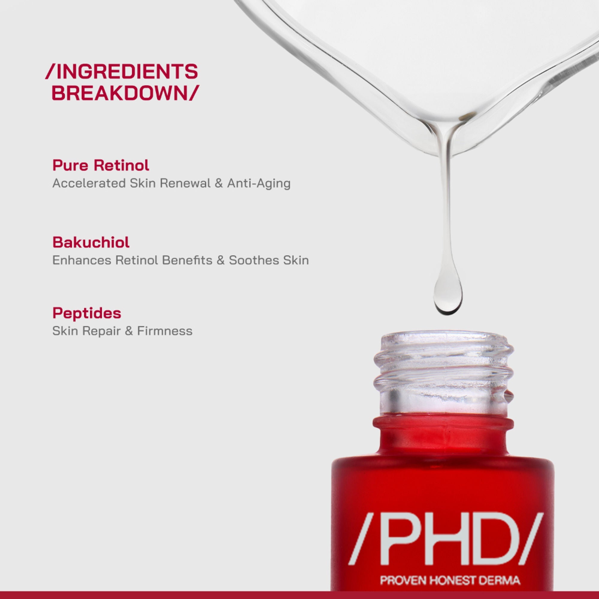 Proven Honest Derma (PHD) 0.3% Retinol Serum With Bakuchiol & Peptides