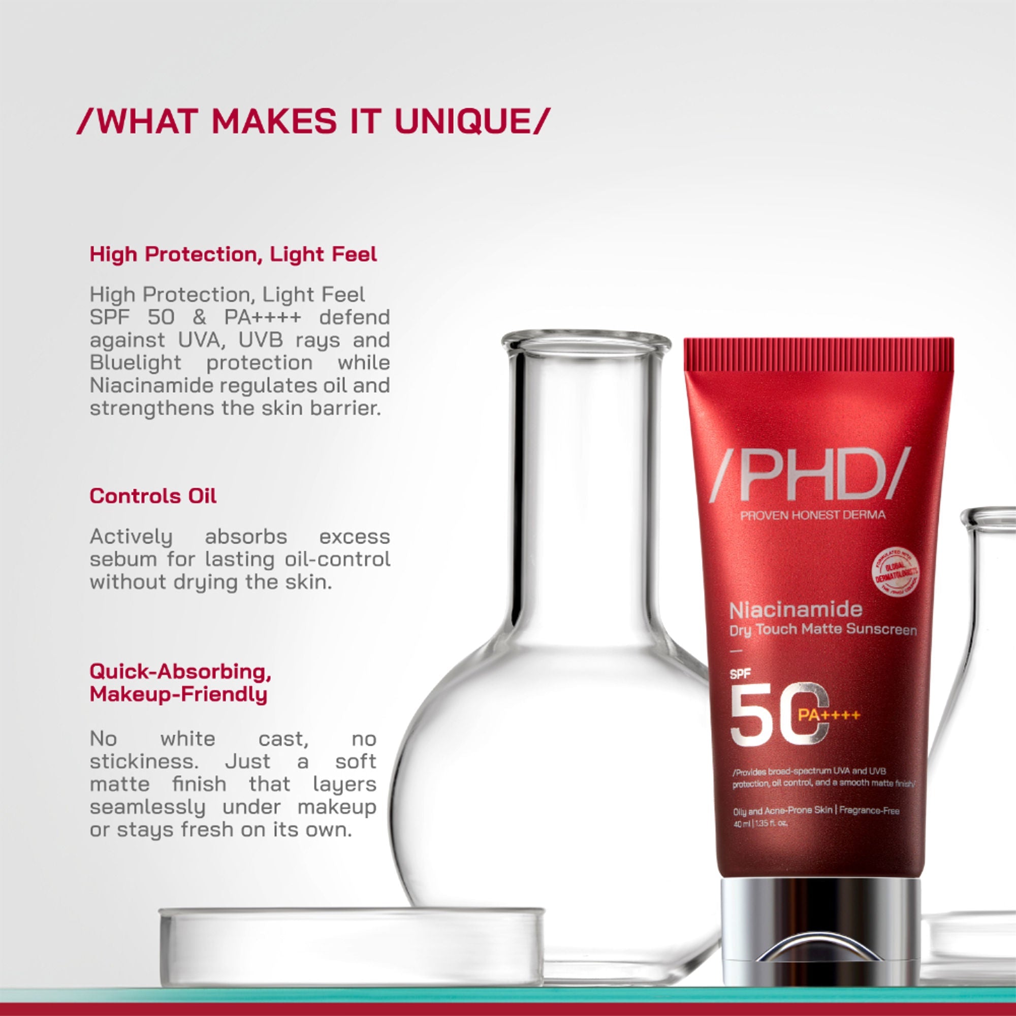 Proven Honest Derma (PHD) Niacinamide Oil-Free Sunscreen SPF 50 PA++++