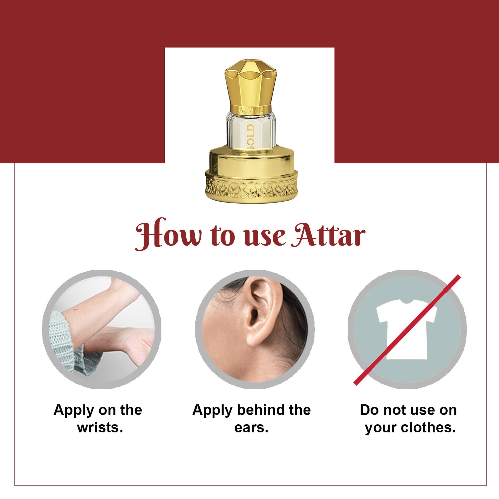 Ajmal India Rose Gold Attar Concentrated Perfume For Her