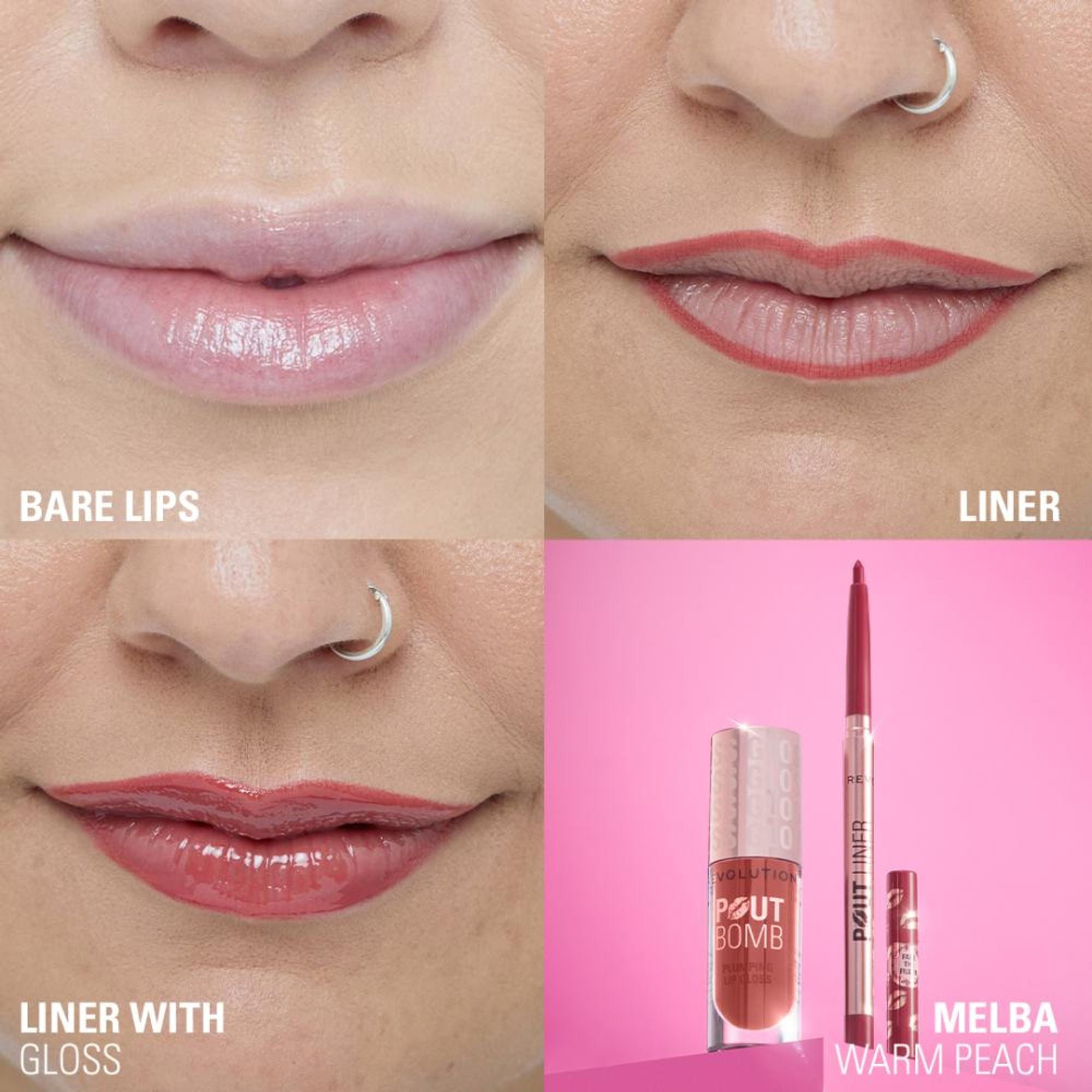 Makeup Revolution Pout Bomb Plumping Lip Liner - Melba Warm Peach