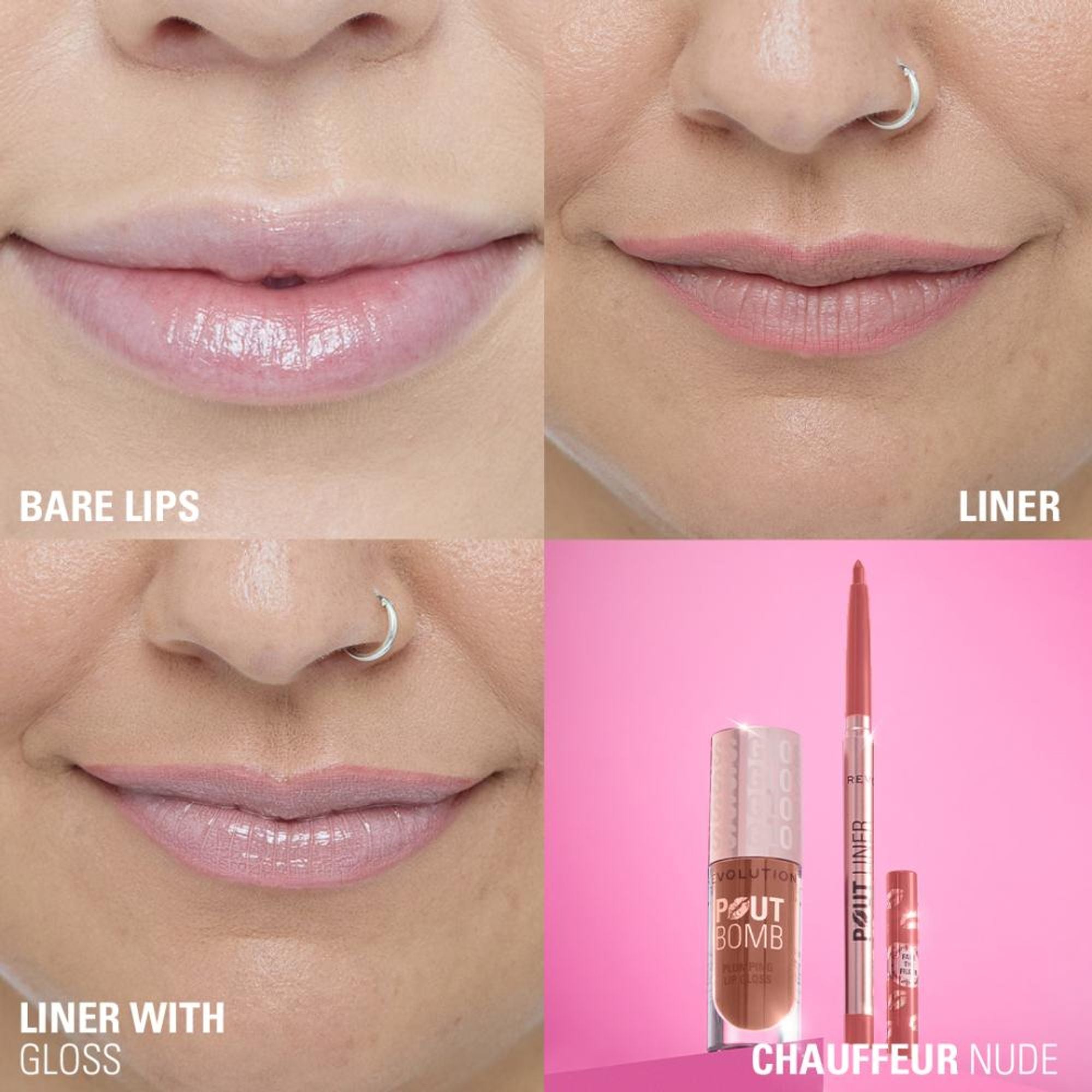 Makeup Revolution Pout Bomb Plumping Lip Liner - Chauffeur Nude