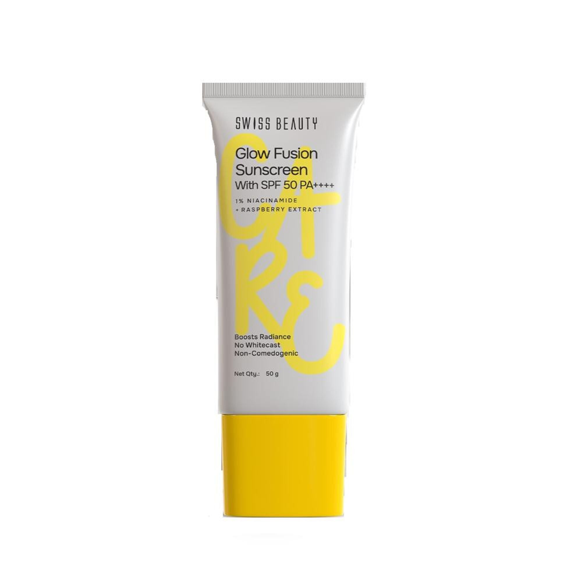 Swiss Beauty Care Glow Fusion Sunscreen SPF 50 PA++++ - 1% Niacinamide & Raspberry Extract