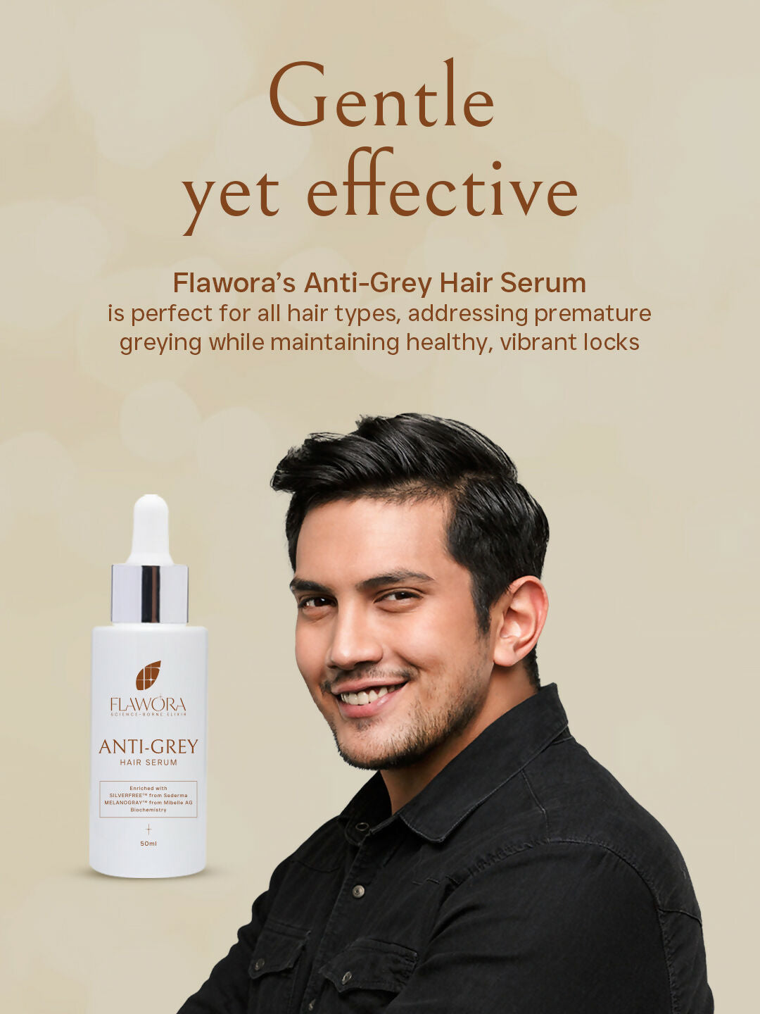 Flawora Set of Anti-Grey Hair Serum and D-Tan Lotion
