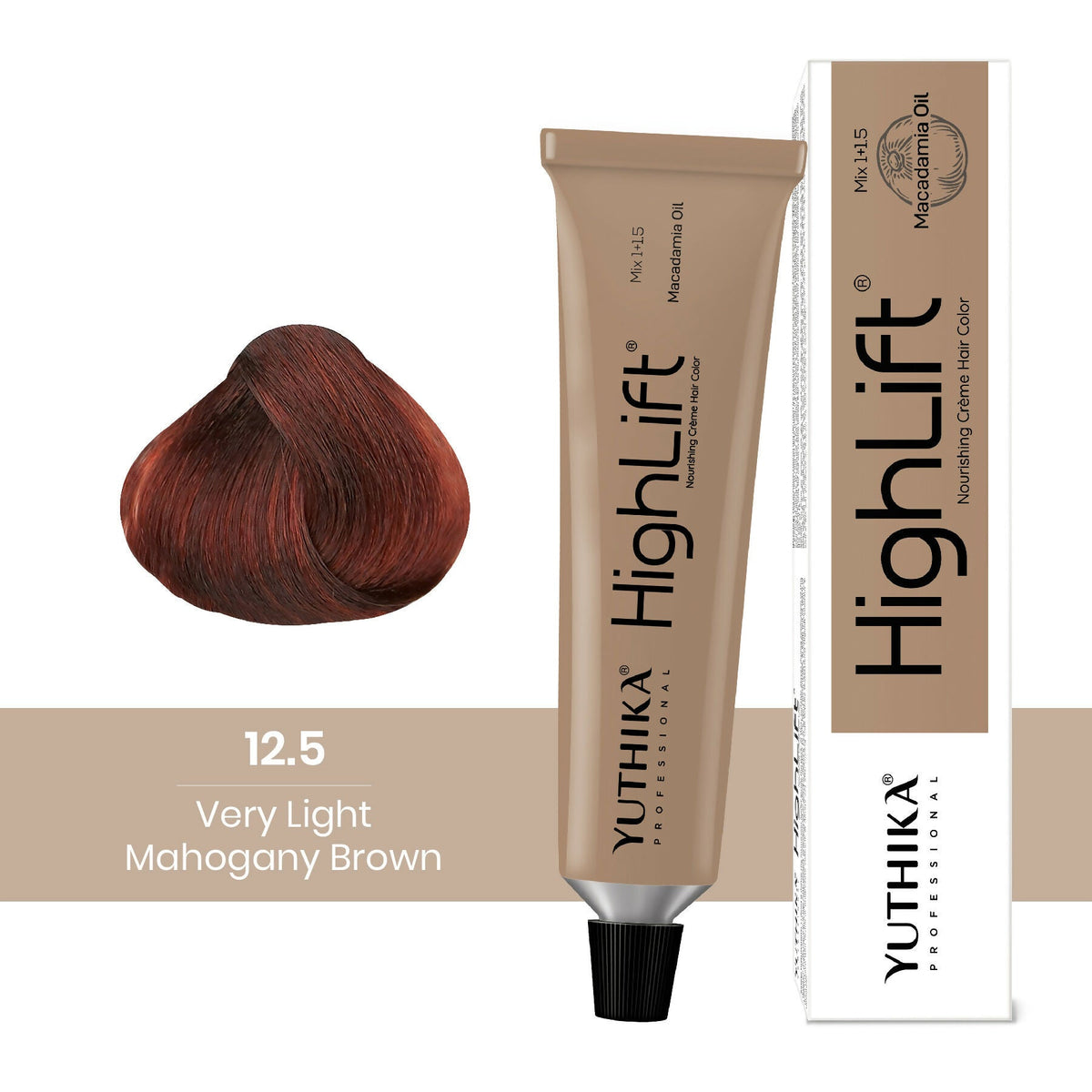 Yuthika Professional High lift Creme Hair Colour 12.5 Very Light Mahogany Brown