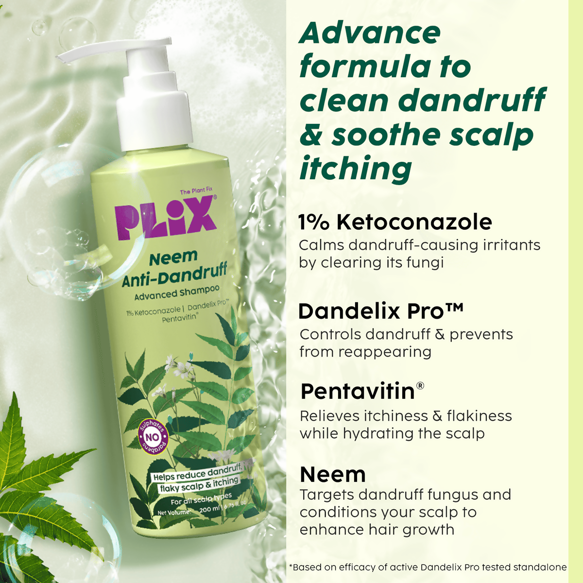 PLIX The Plant Fix Neem Anti-Dandruff Advanced Shampoo For Reduced Dandruff & Itchiness