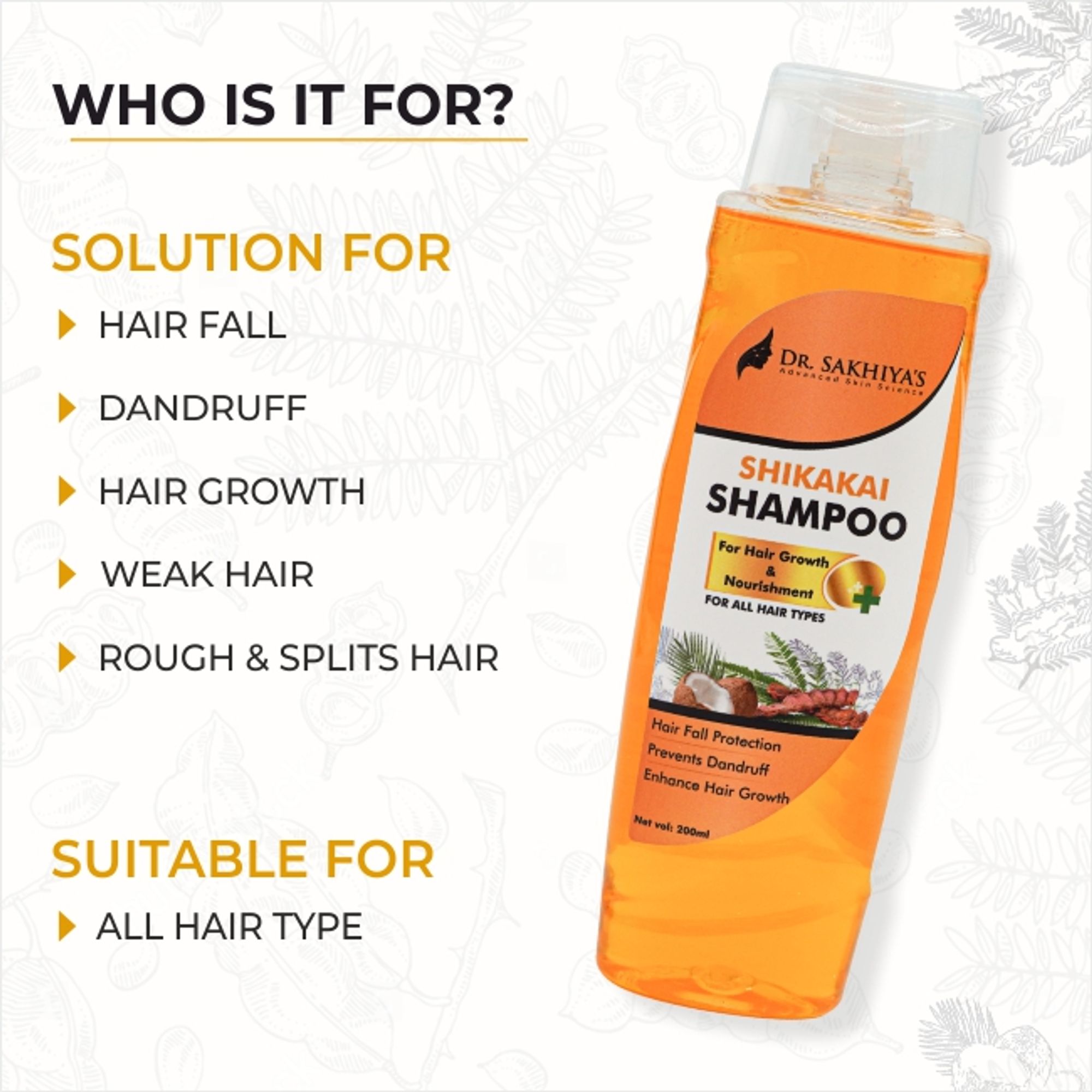 Dr.Sakhiya Shikakai Hair Growth Shampoo Ayurvedic for Strong, Healthy Hair
