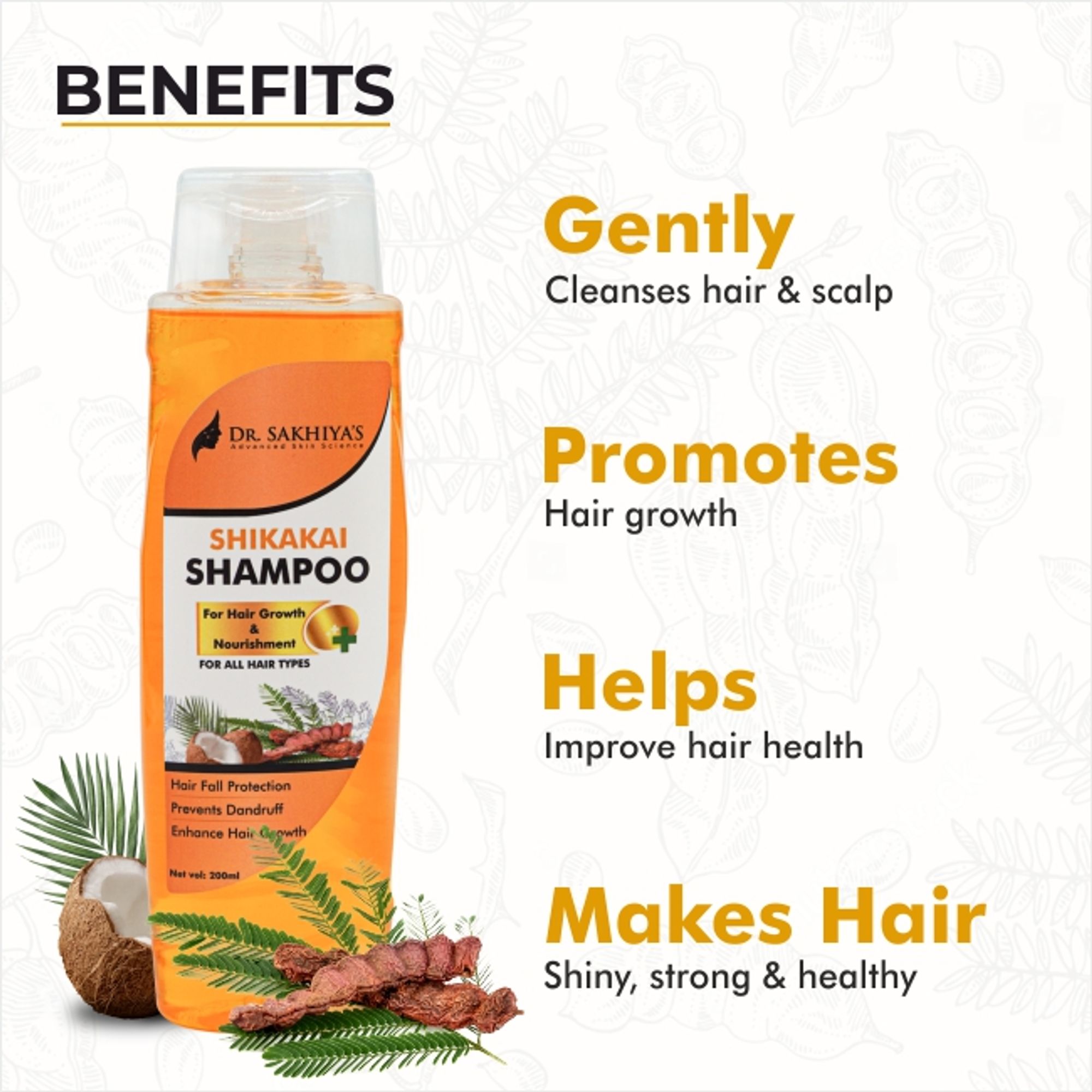 Dr.Sakhiya Shikakai Hair Growth Shampoo Ayurvedic for Strong, Healthy Hair