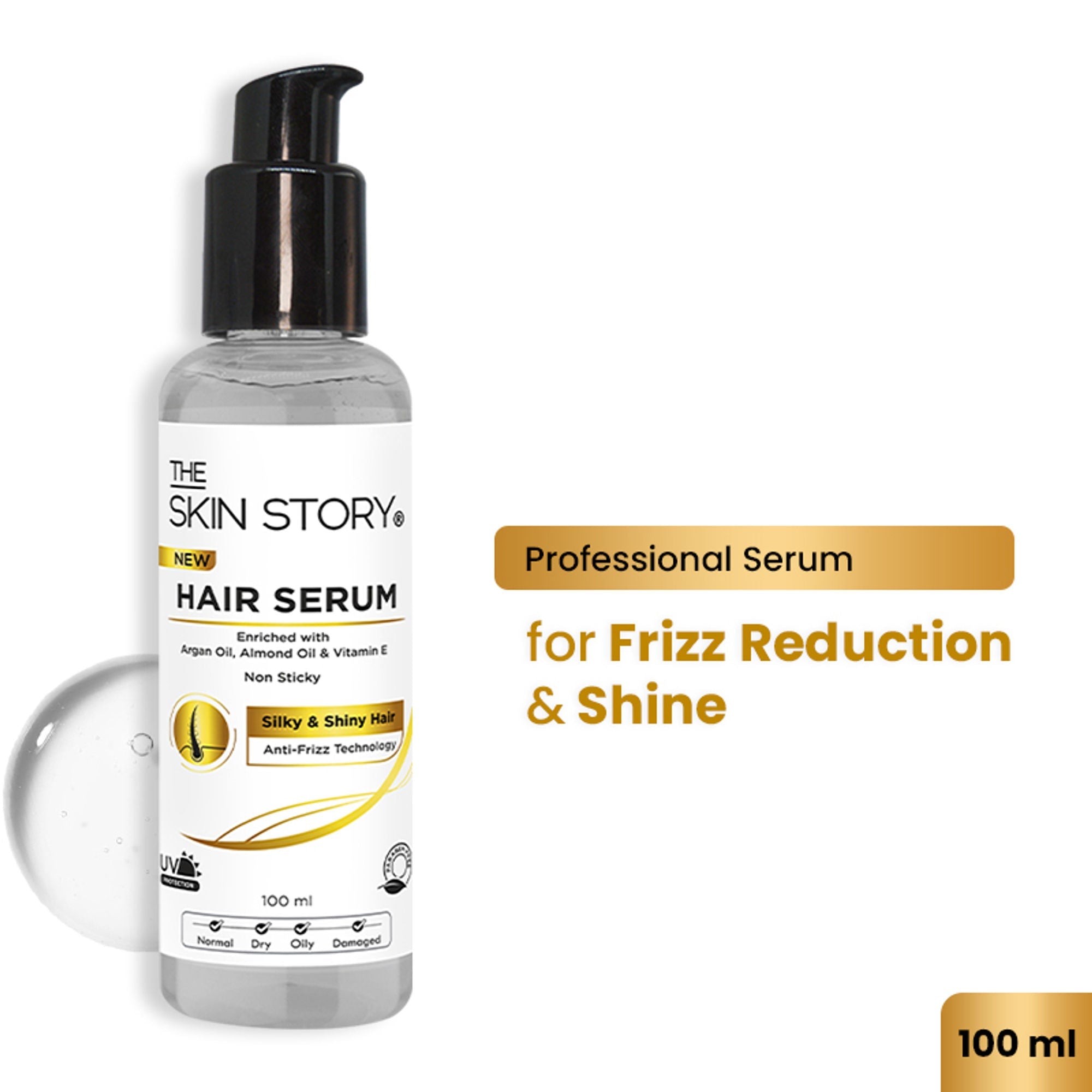 The Skin Story Anti Frizz Hair Serum For Smooth Shiny Silky Hair with Vit E Argan Oil