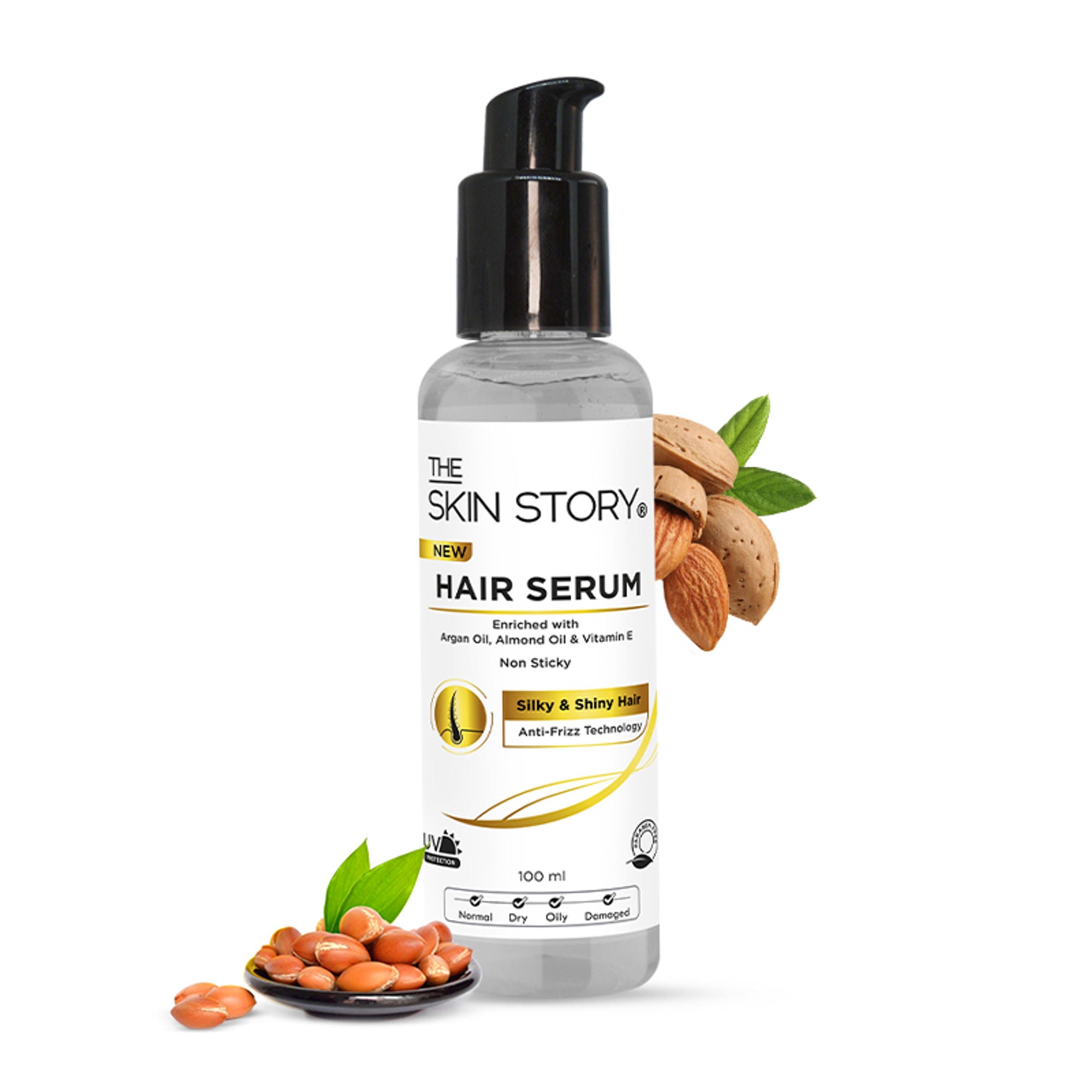 The Skin Story Anti Frizz Hair Serum For Smooth Shiny Silky Hair with Vit E Argan Oil