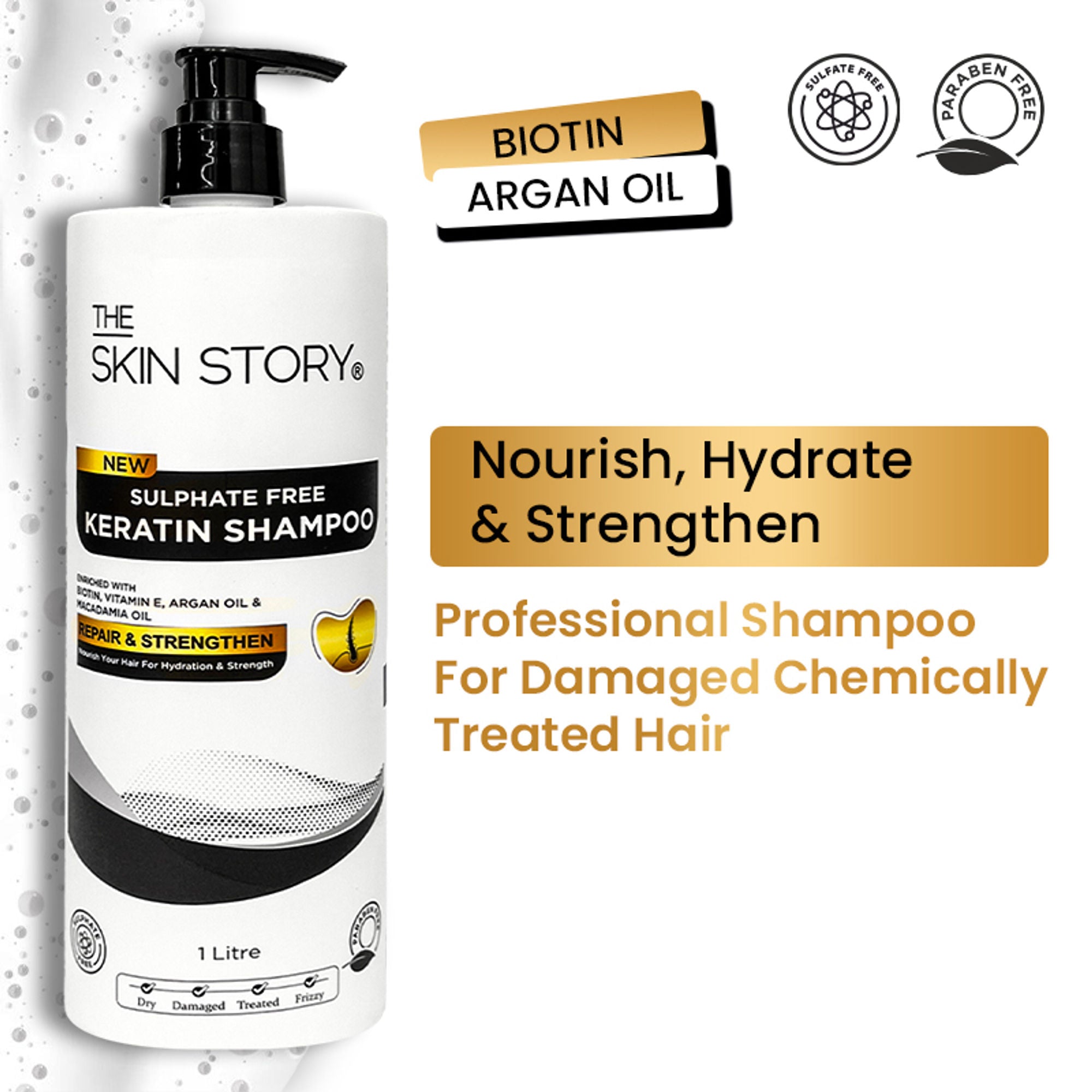 The Skin Story Sulphate Free Keratin Smooth Shampoo For Dry Damaged Hair