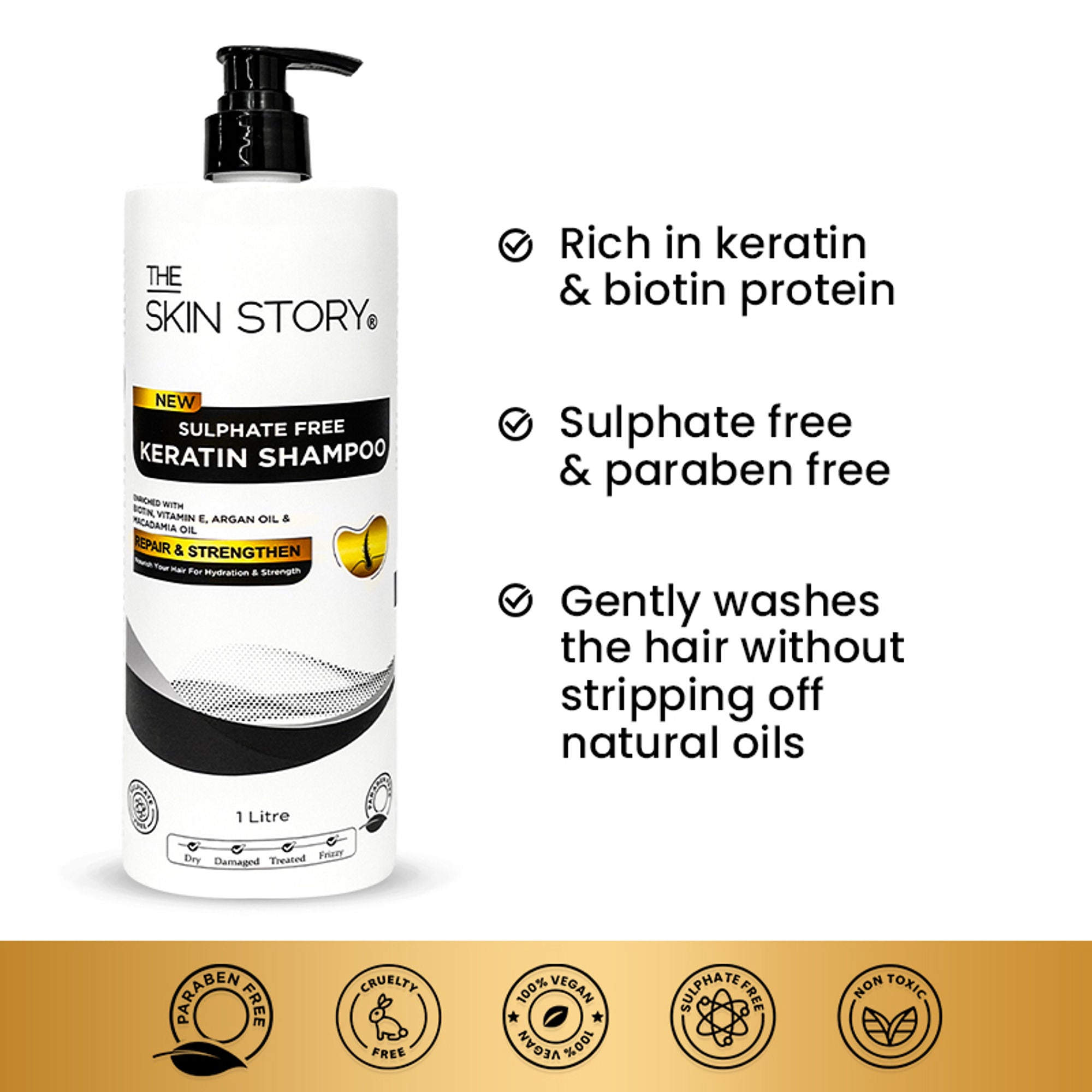 The Skin Story Sulphate Free Keratin Smooth Shampoo For Dry Damaged Hair