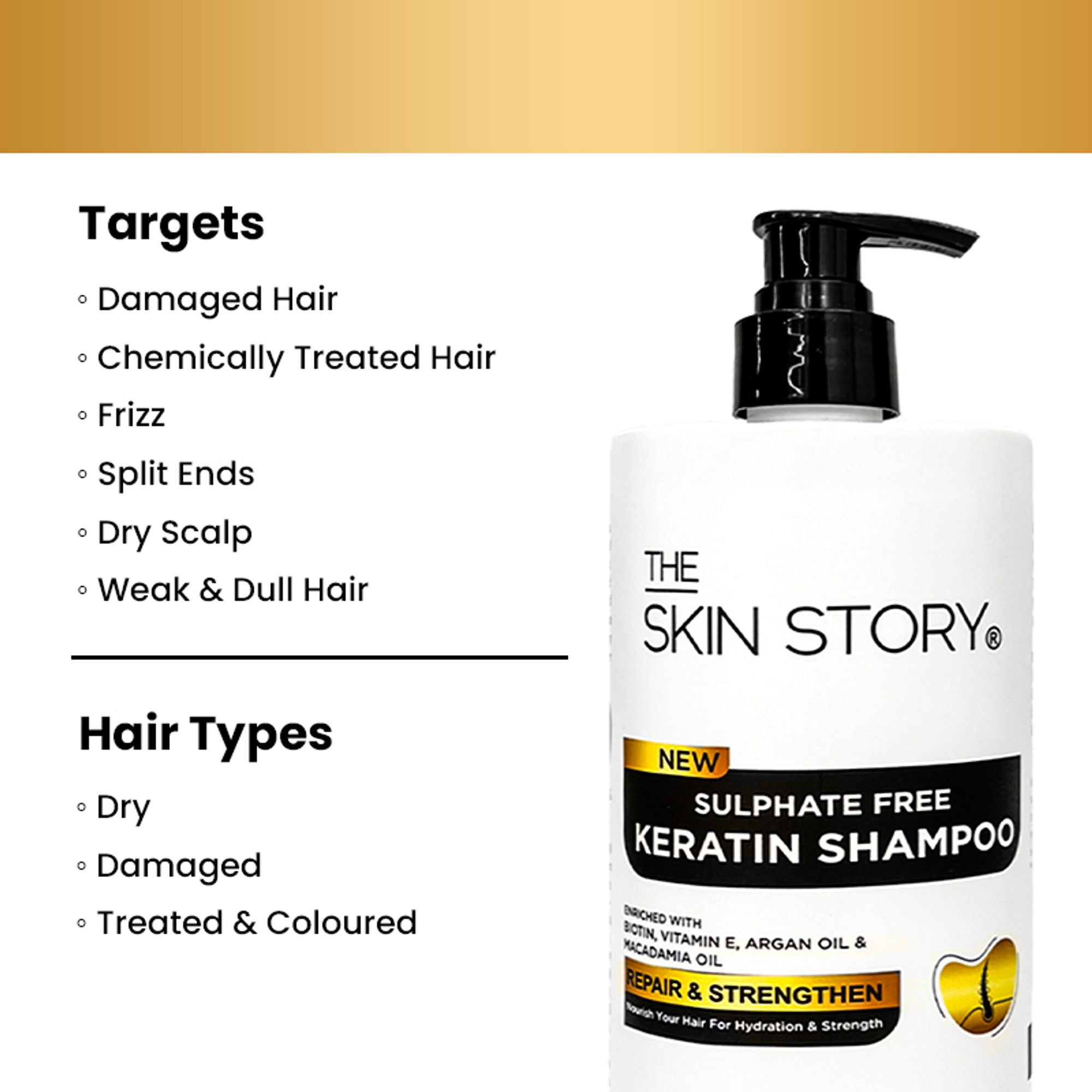 The Skin Story Sulphate Free Keratin Smooth Shampoo For Dry Damaged Hair
