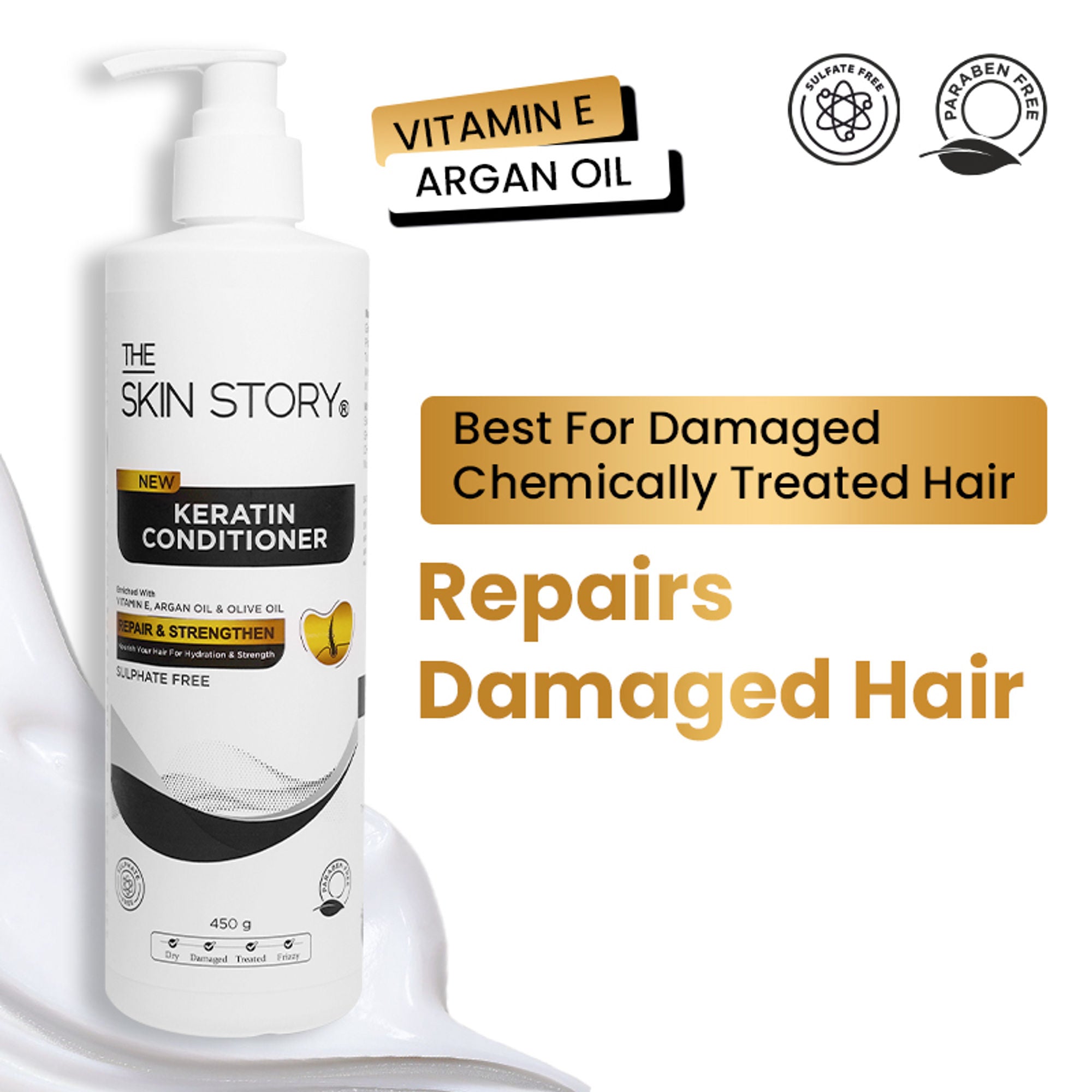 The Skin Story Sulphate Free Keratin Conditioner For Coloured Dry Frizzy Damaged Hair With Vitamin E