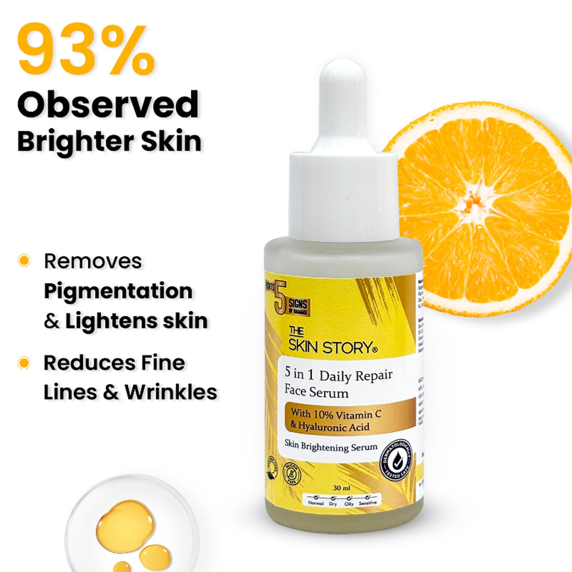 The Skin Story 10% Vitamin C Skin Brightening Face Serum With Hyaluronic Acid