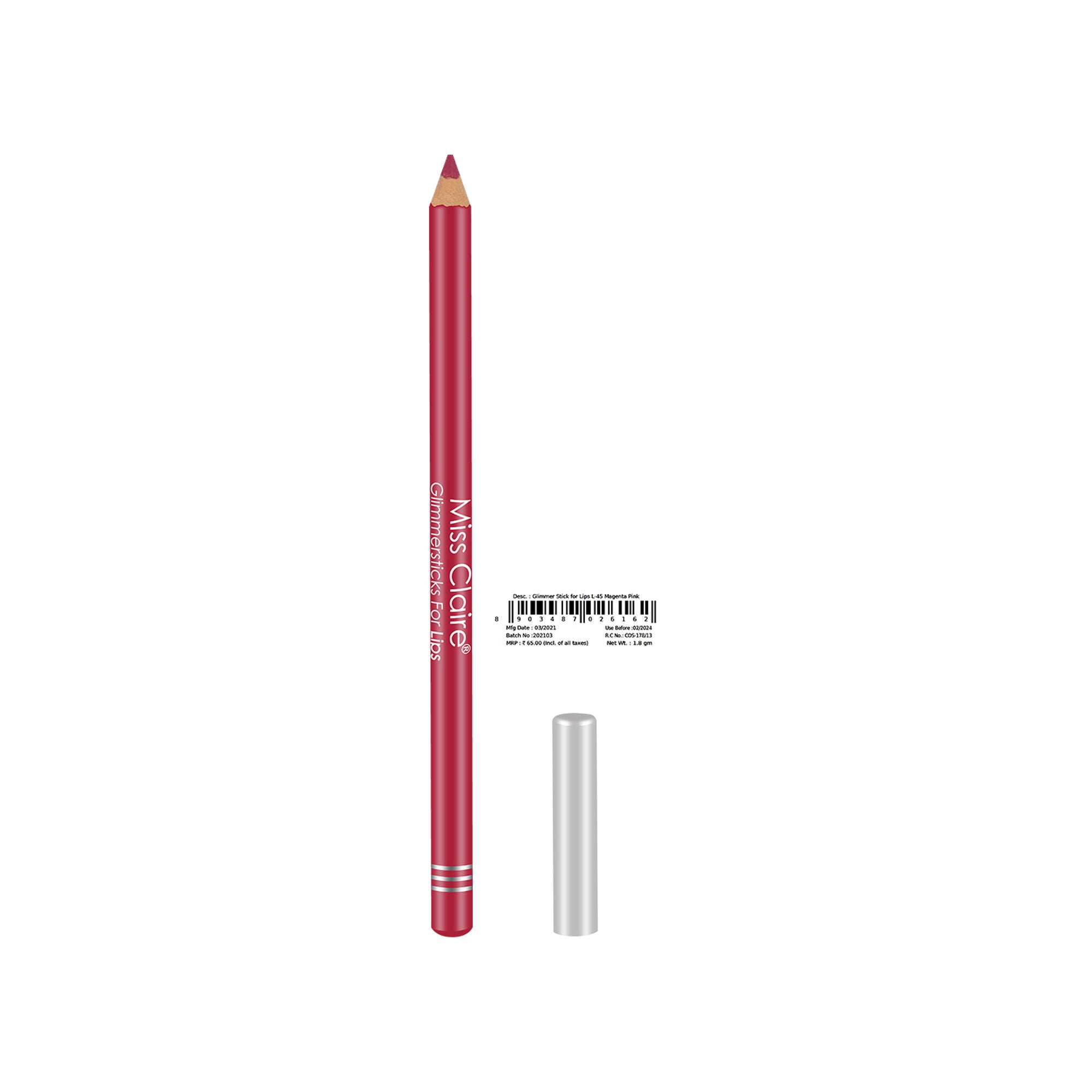 Miss Claire Glimmersticks For Lips - Magenta Pink L-45