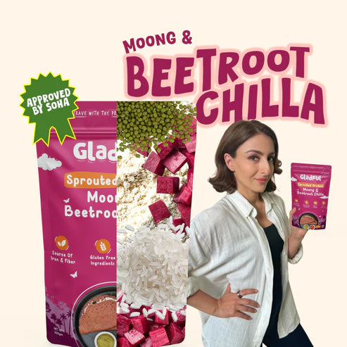 Gladful Beetroot Chilla with Sprouted Moong Mix