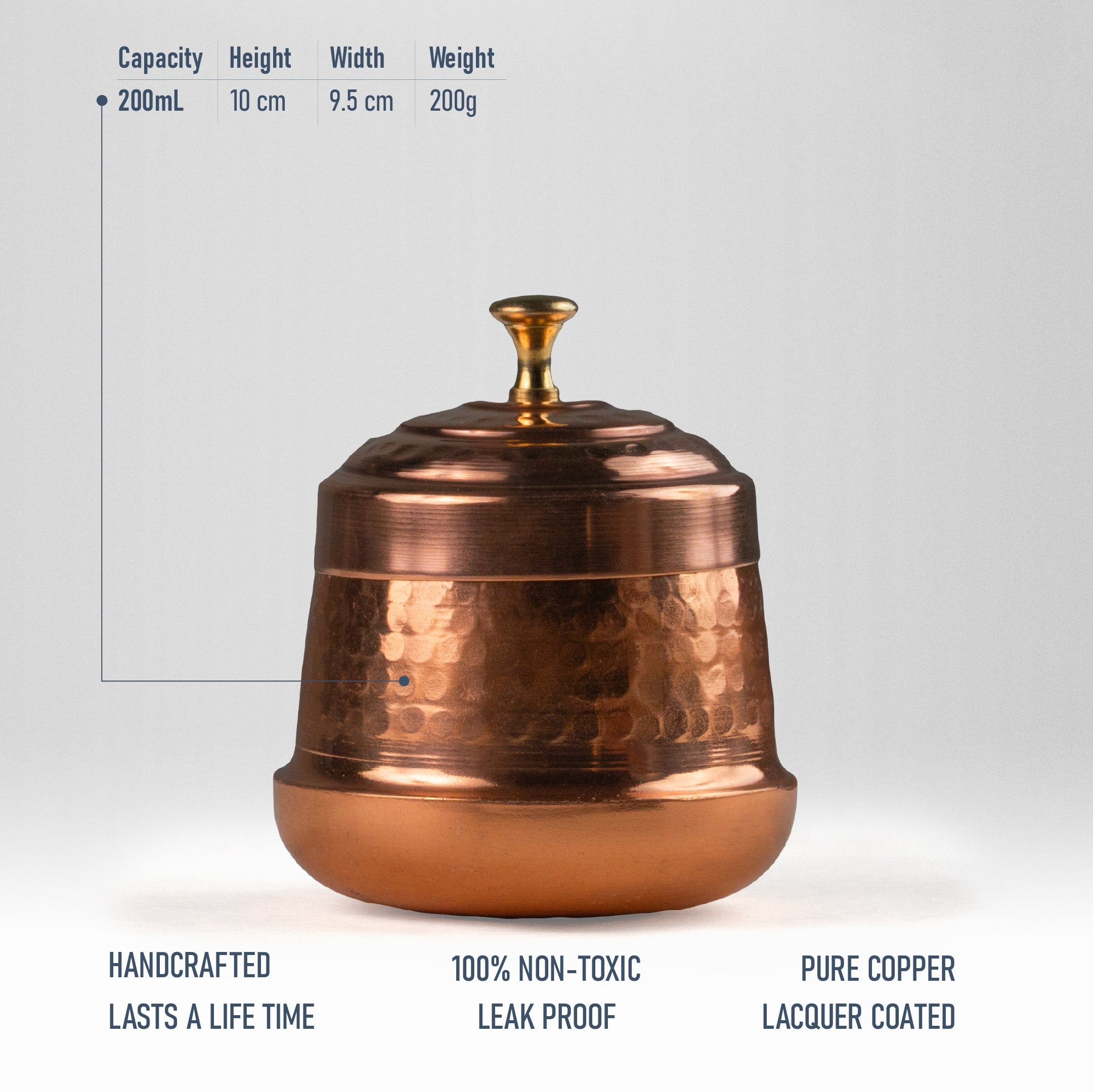 Health Smith Pure Copper Berry Dry Fruit Jar/Dabba/Container | Jar for Dry Fruits and Chocolates