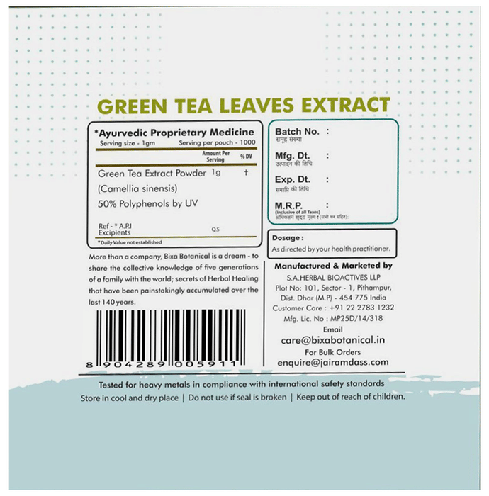 Bixa Botanical Green Tea Leaves Extract Powder