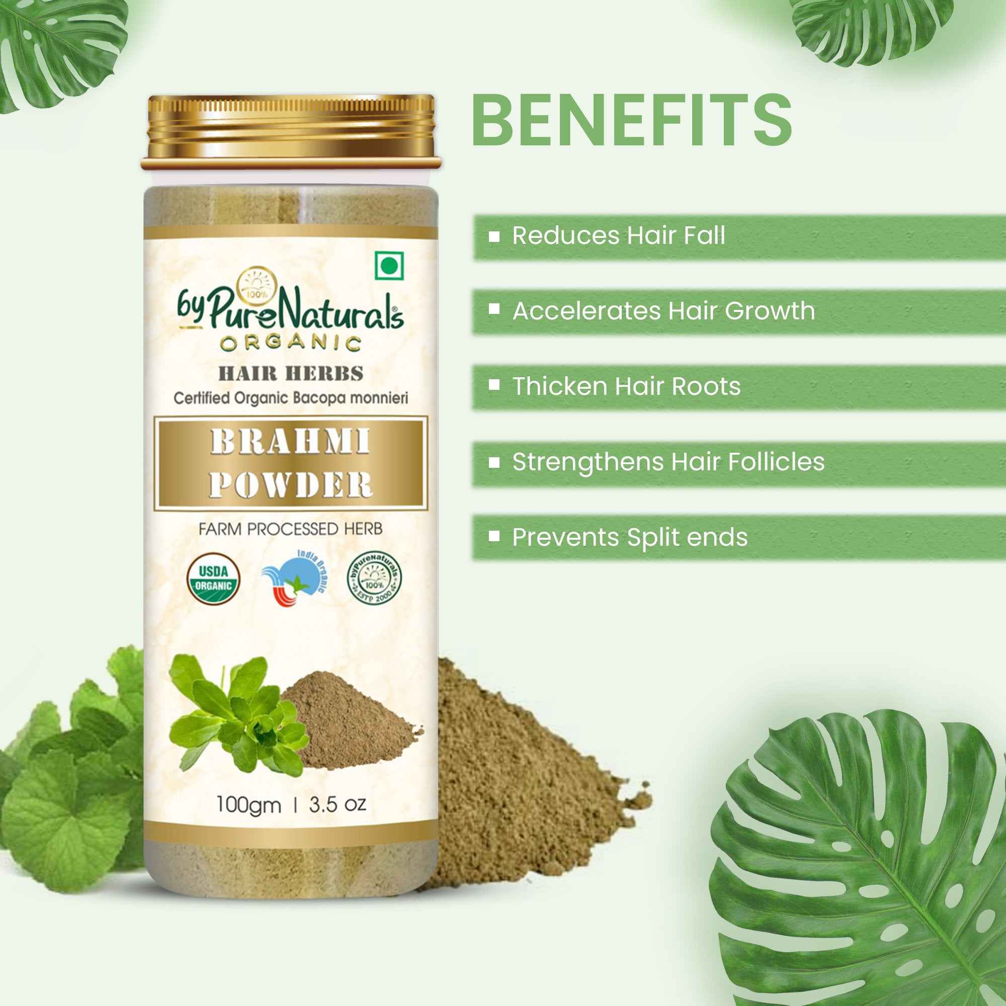 byPureNaturals Organic Brahmi Powder