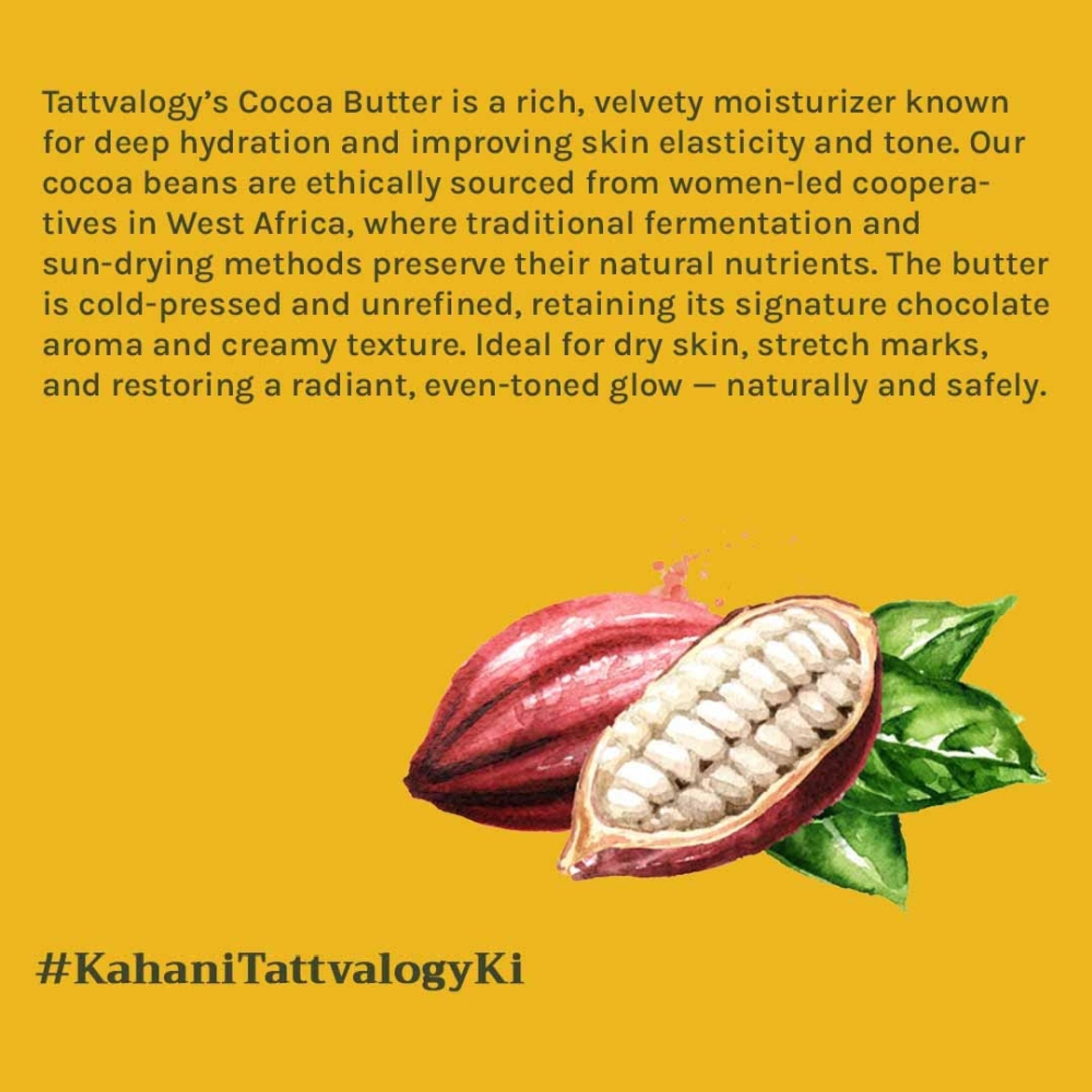 Tattvalogy African Cocoa Butter in Jar Packaging, Raw Unrefined, Body Butter & Moisturizer