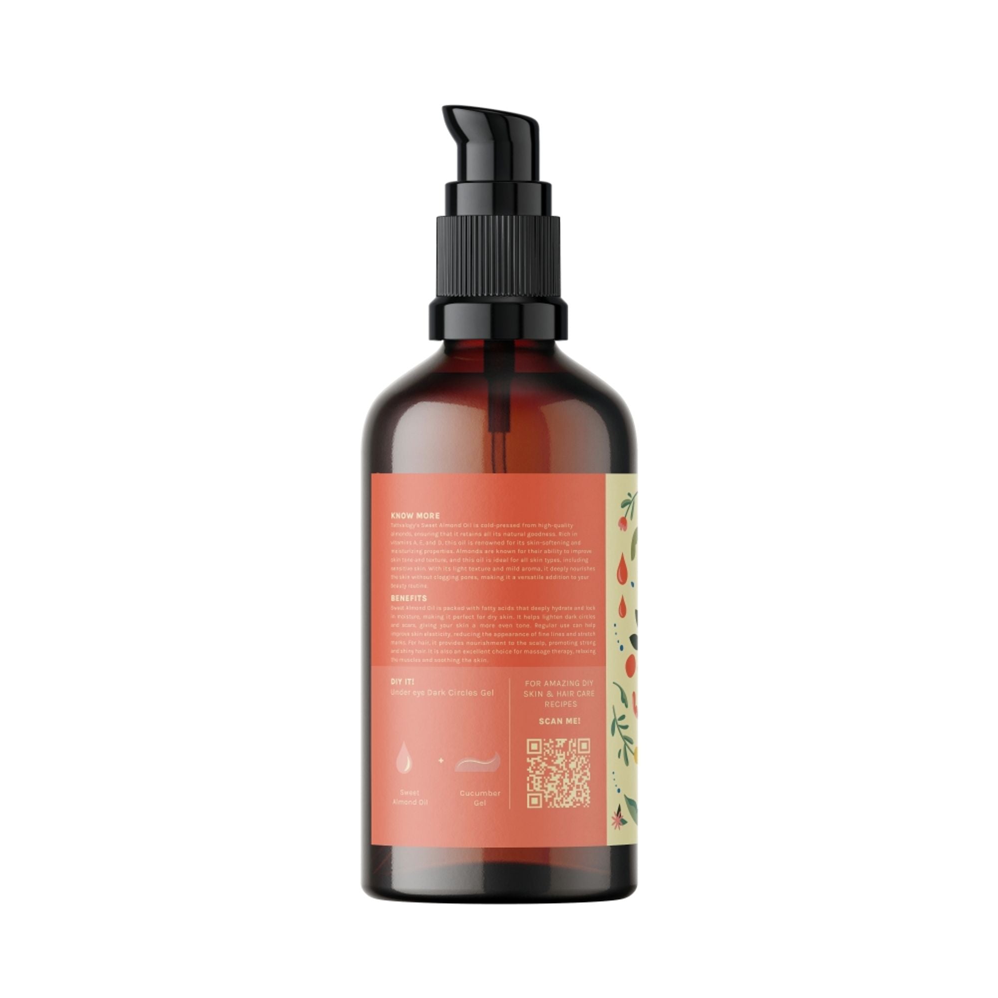 Tattvalogy Sweet Almond Oil - Nourishes Skin, Fades Dark Circles & Uneven Skin tone, Vitamin-E Rich