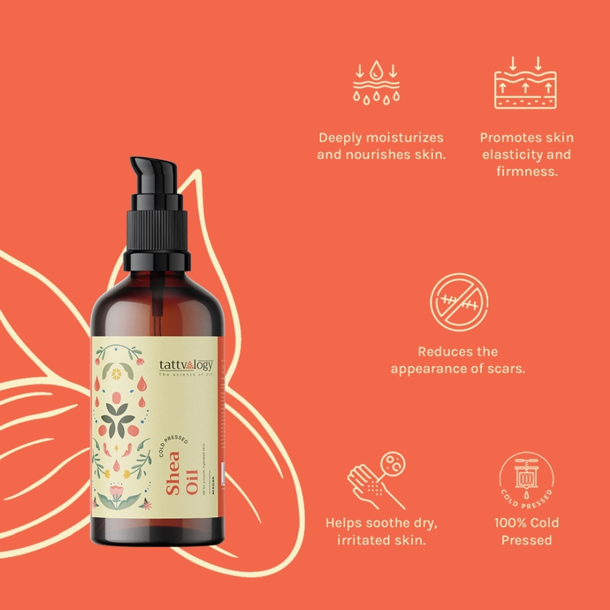 Tattvalogy African Shea Oil - Shea Butter Extract, Deeply Moisturizes Hair & Skin for Nourishment