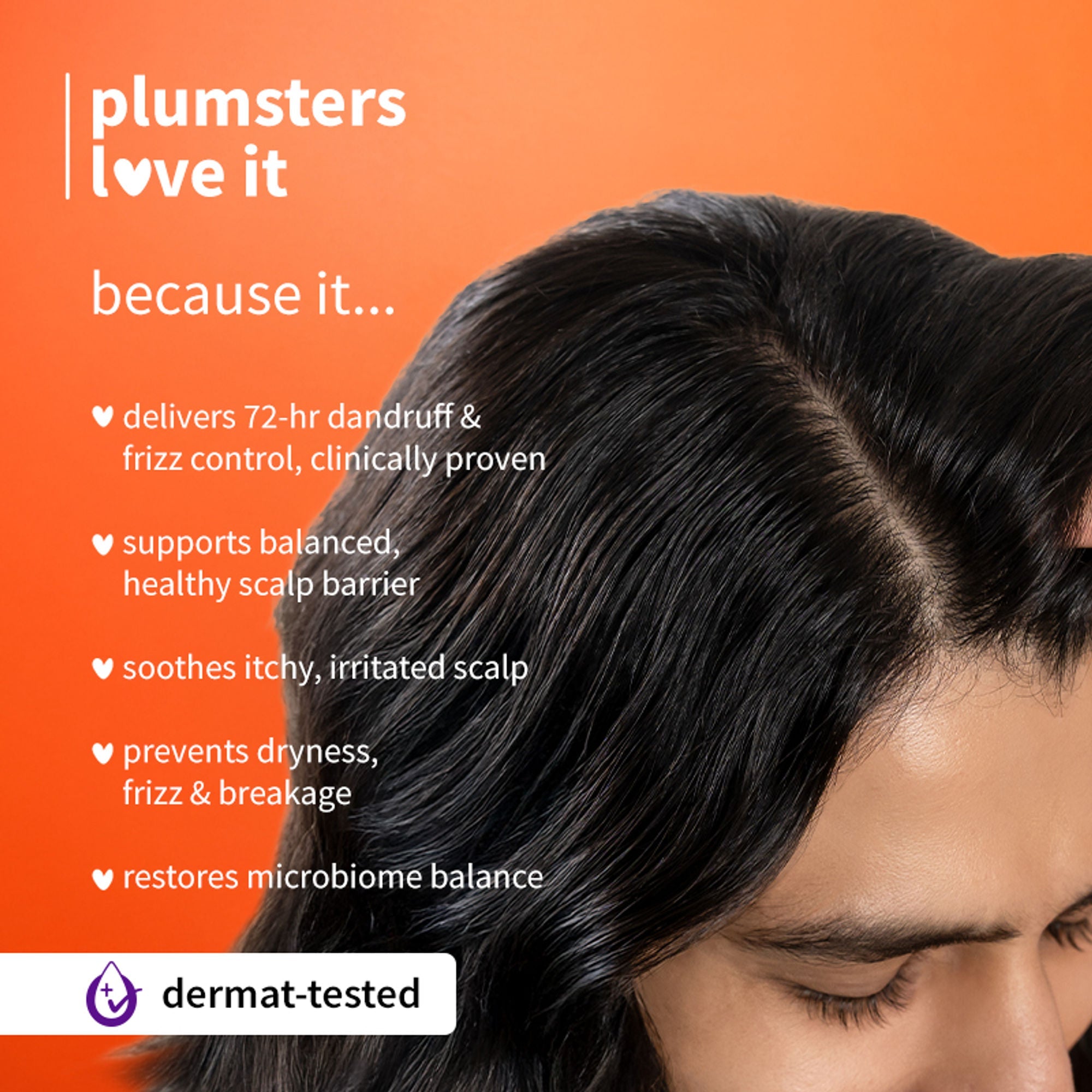 Plum Anti-Dandruff Shampoo with Volcanic Minerals 0.5% Salicylic Acid, 72hr Dandruff & Frizz Control