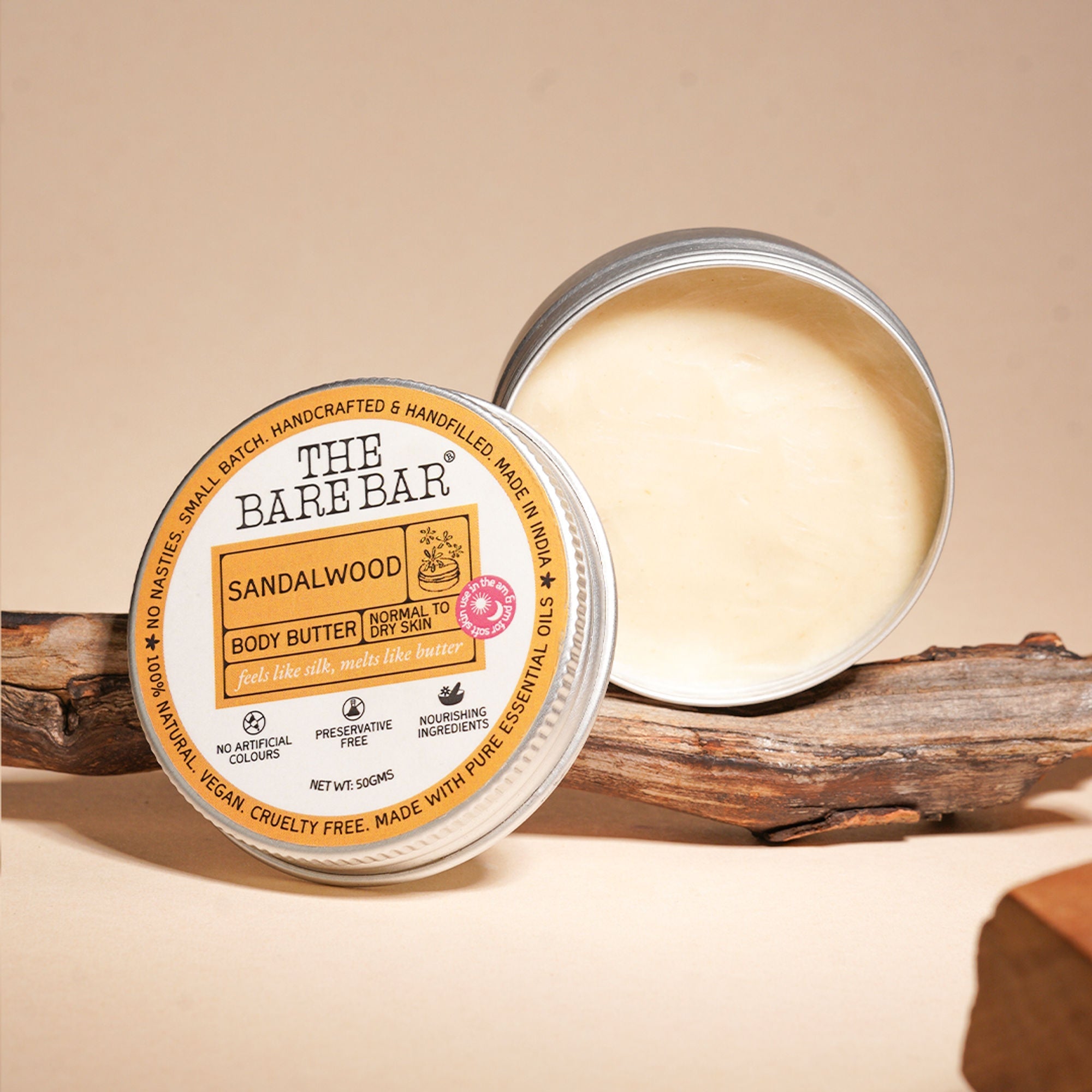 The Bare Bar Sandalwood Body Butter - Nourishing Woody Butter With Shea, Mango, Vit E