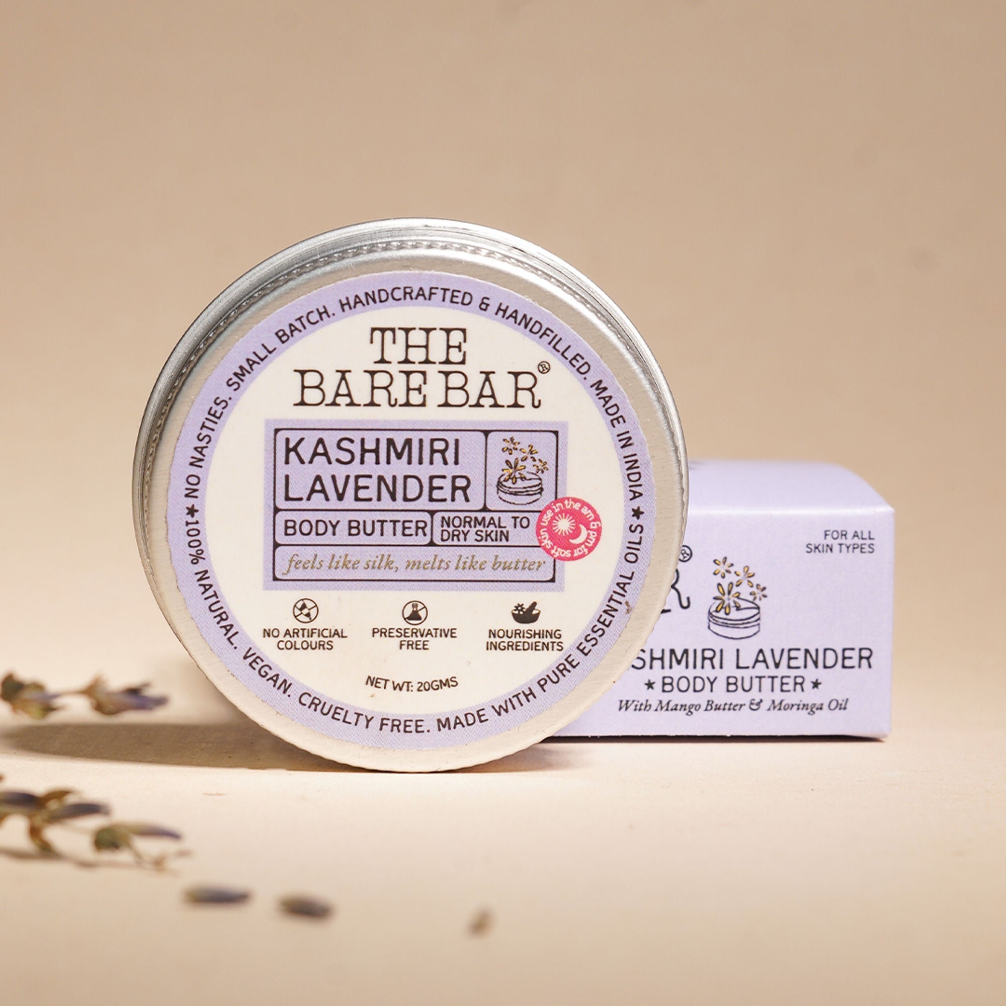 The Bare Bar Kashmiri Lavender Body Butter - Calming Body Cream With Shea And Mango Butters