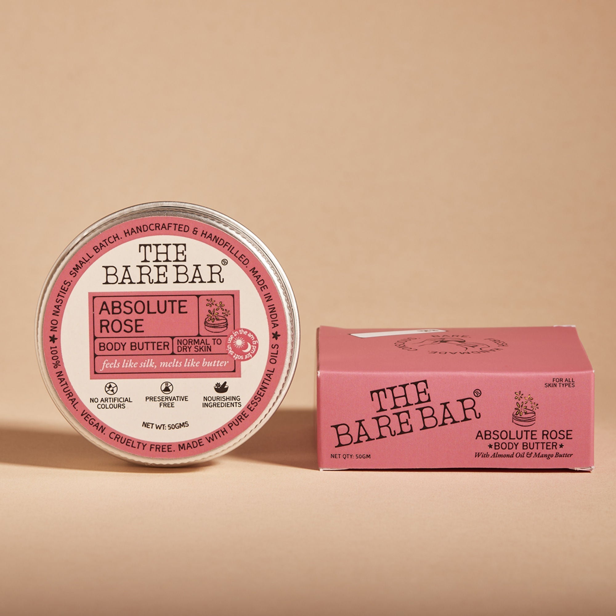 The Bare Bar Absolute Rose Body Butter - Rose-Scented Moisturizer With Clean, Rich Formula