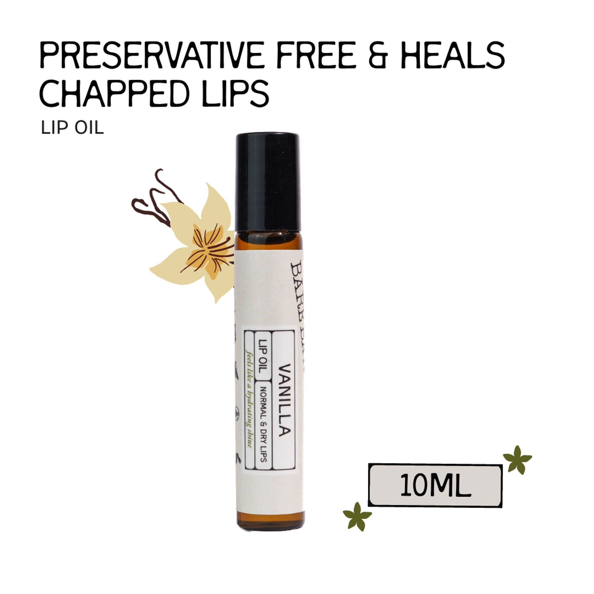 The Bare Bar Vanilla Lip Oil - Deep Nourishment With Natural Oils For Soft Lips